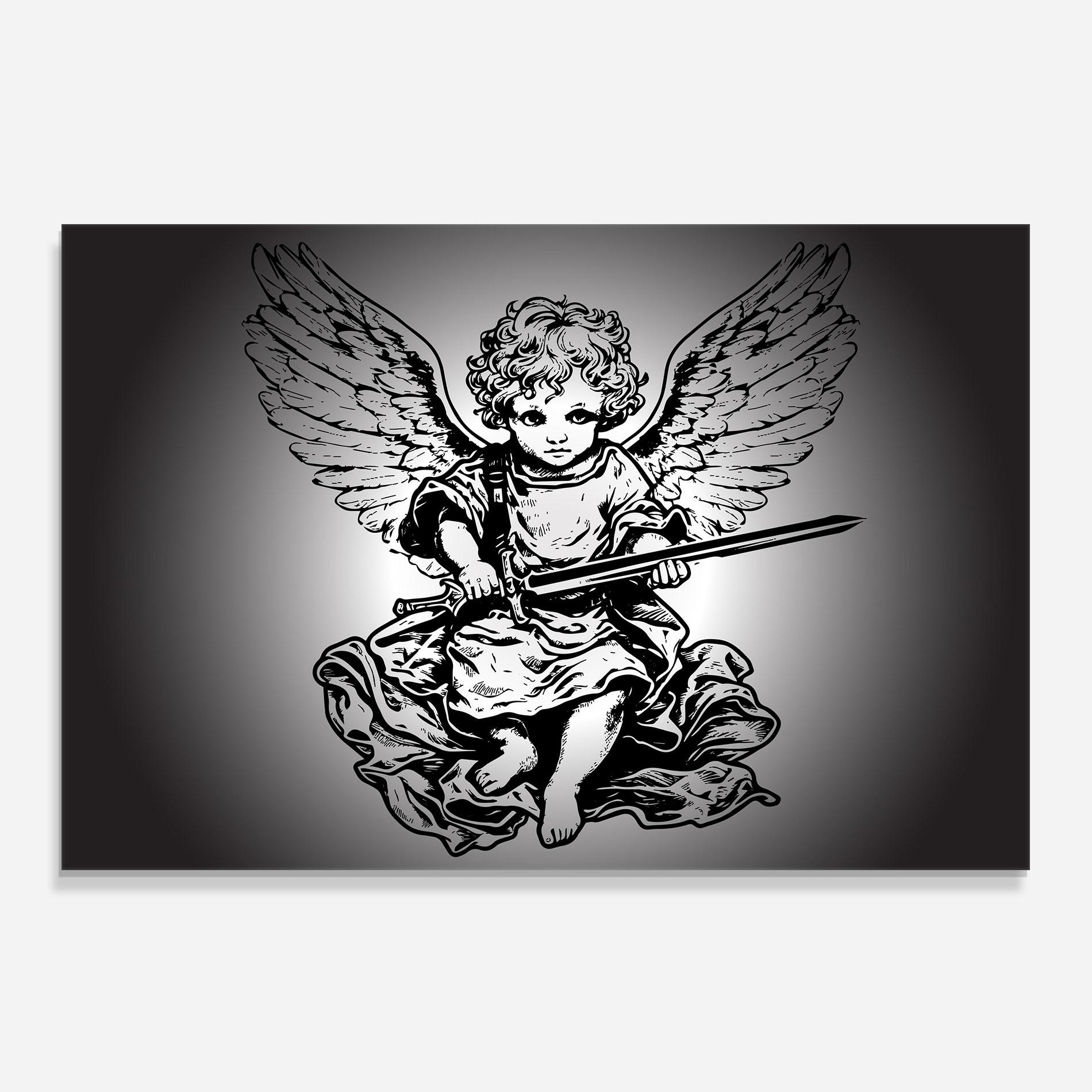 Konyhai üveg hátfal Angel Sword mockup 0