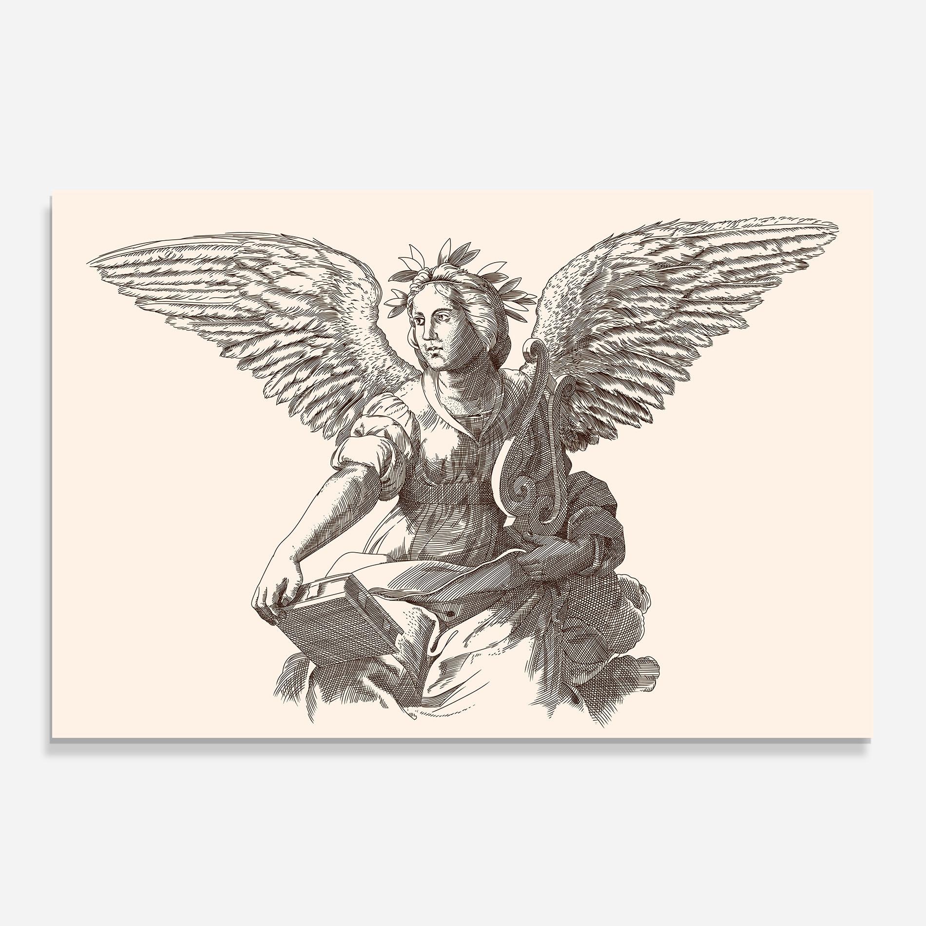 Konyhai üveg hátfal Brown Line Angel mockup 0