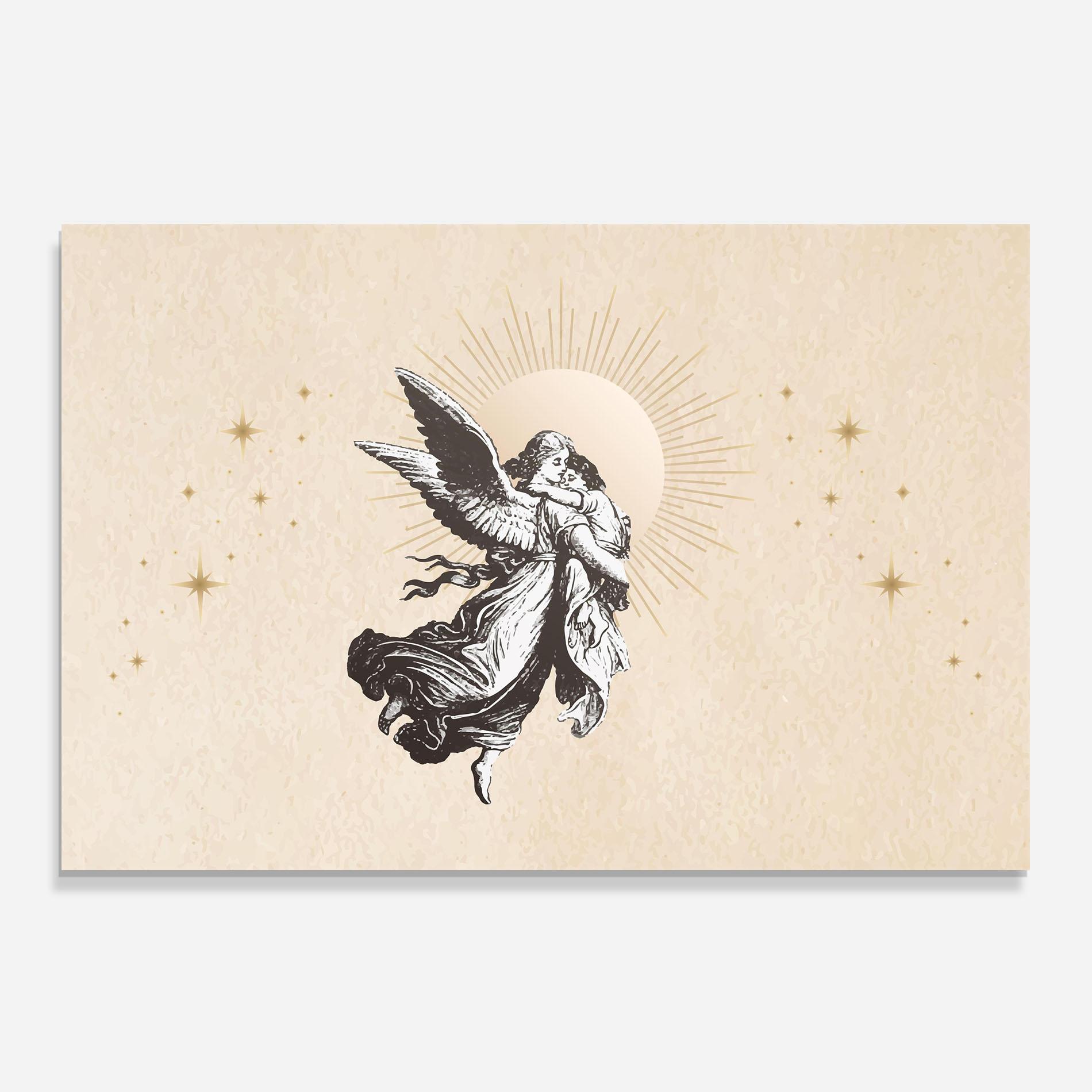 Konyhai üveg hátfal Cream Angel Stars mockup 0