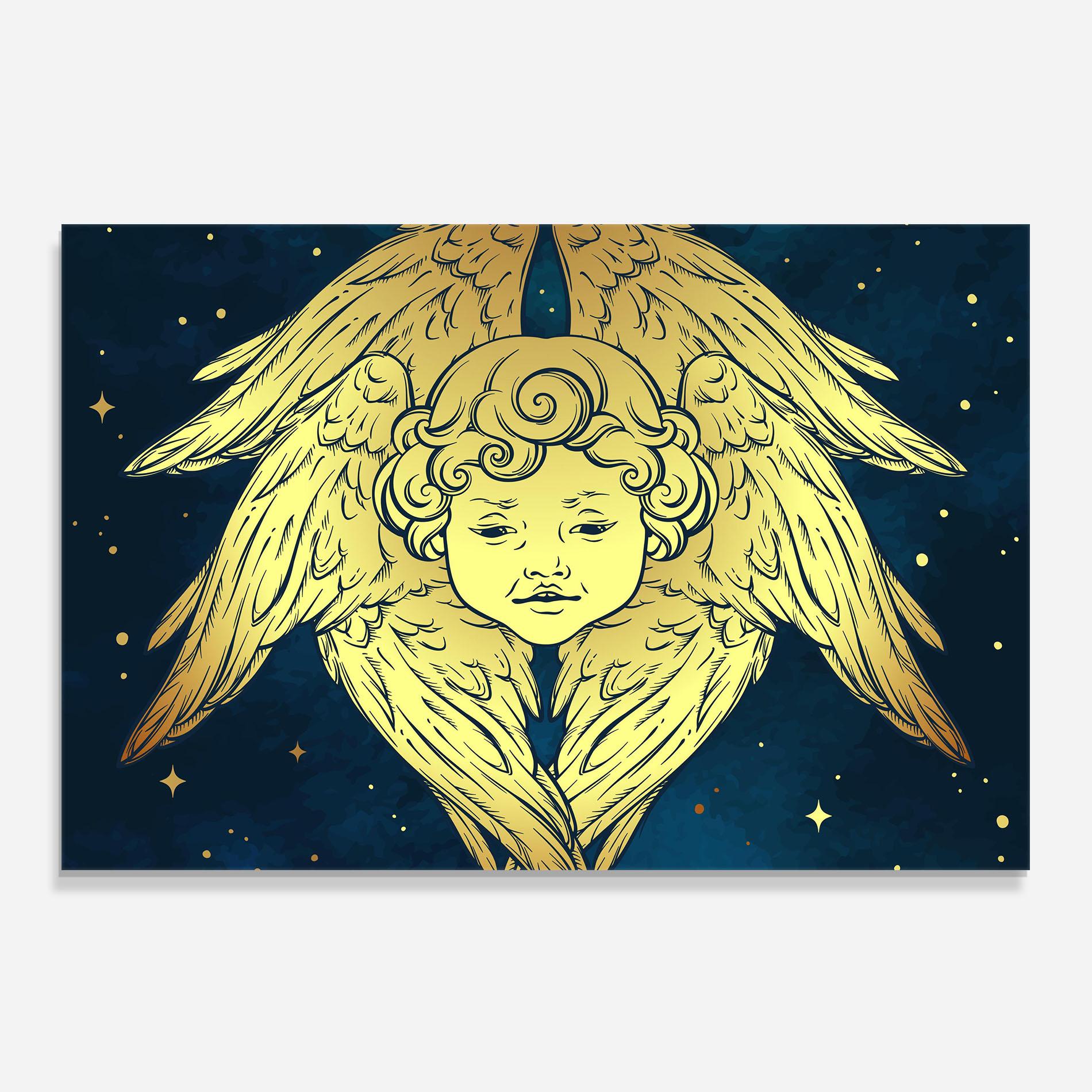 Konyhai üveg hátfal Gold Wings Angel mockup 0