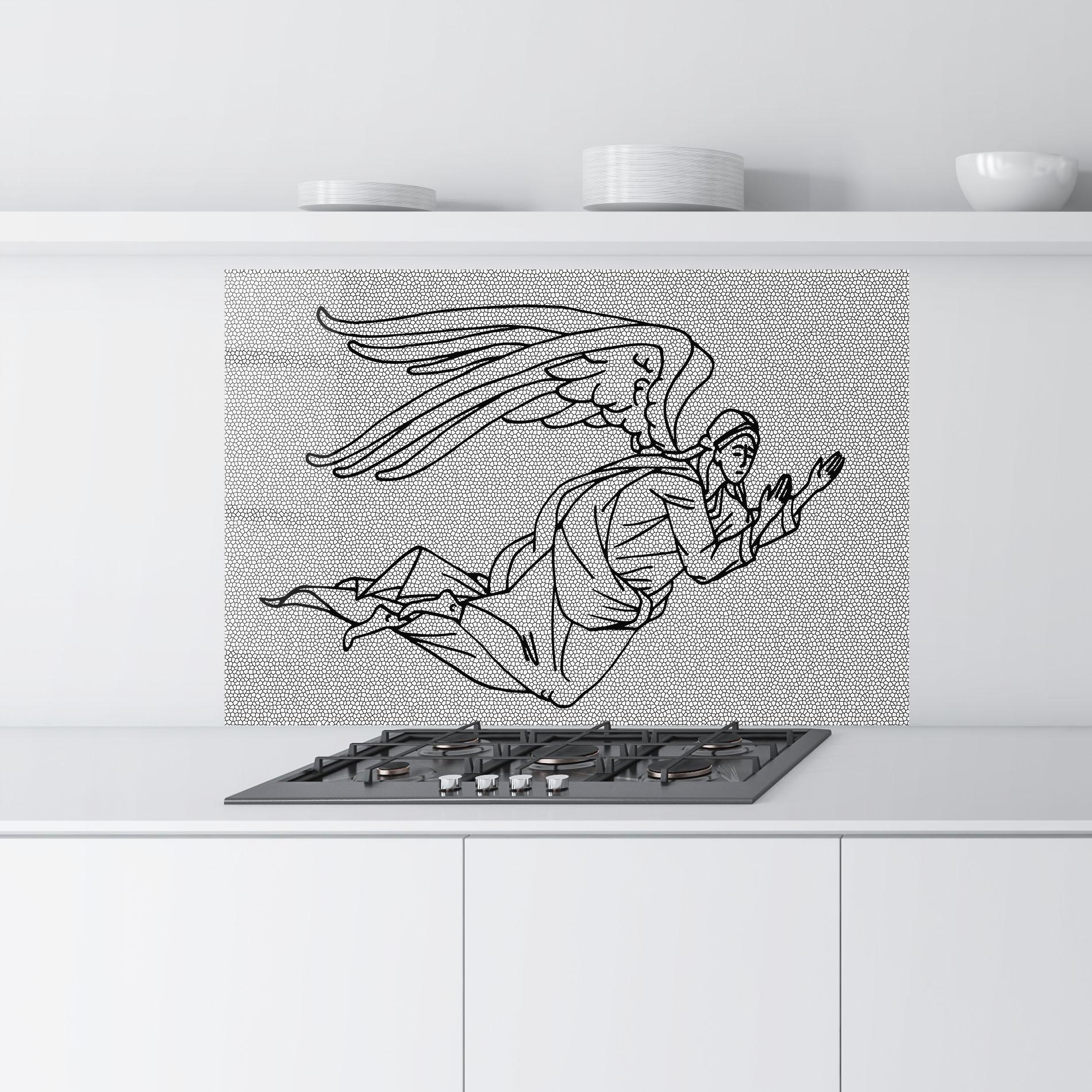 Konyhai üveg hátfal Angel Flying mockup 9