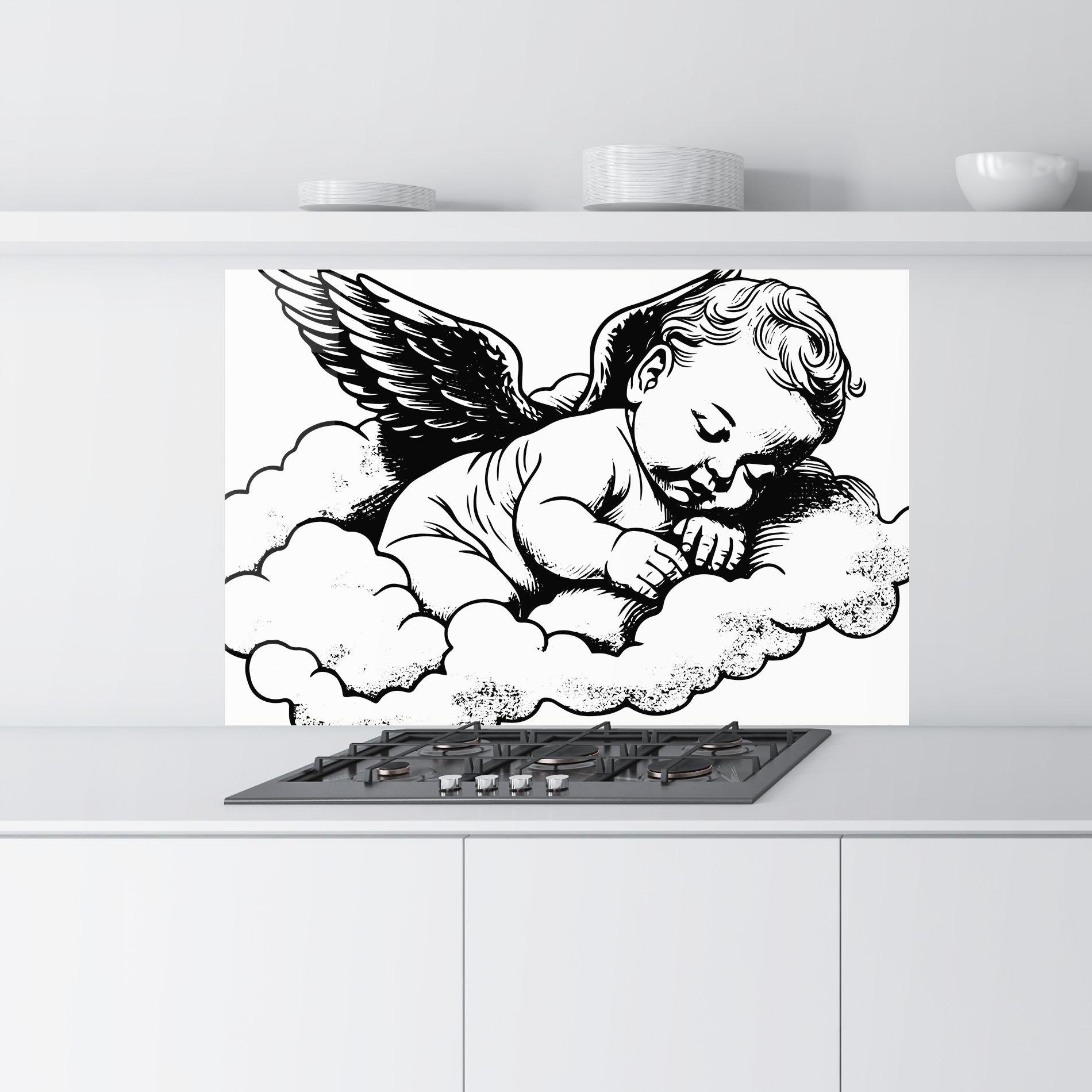 Konyhai üveg hátfal Angel Sleeping mockup 9