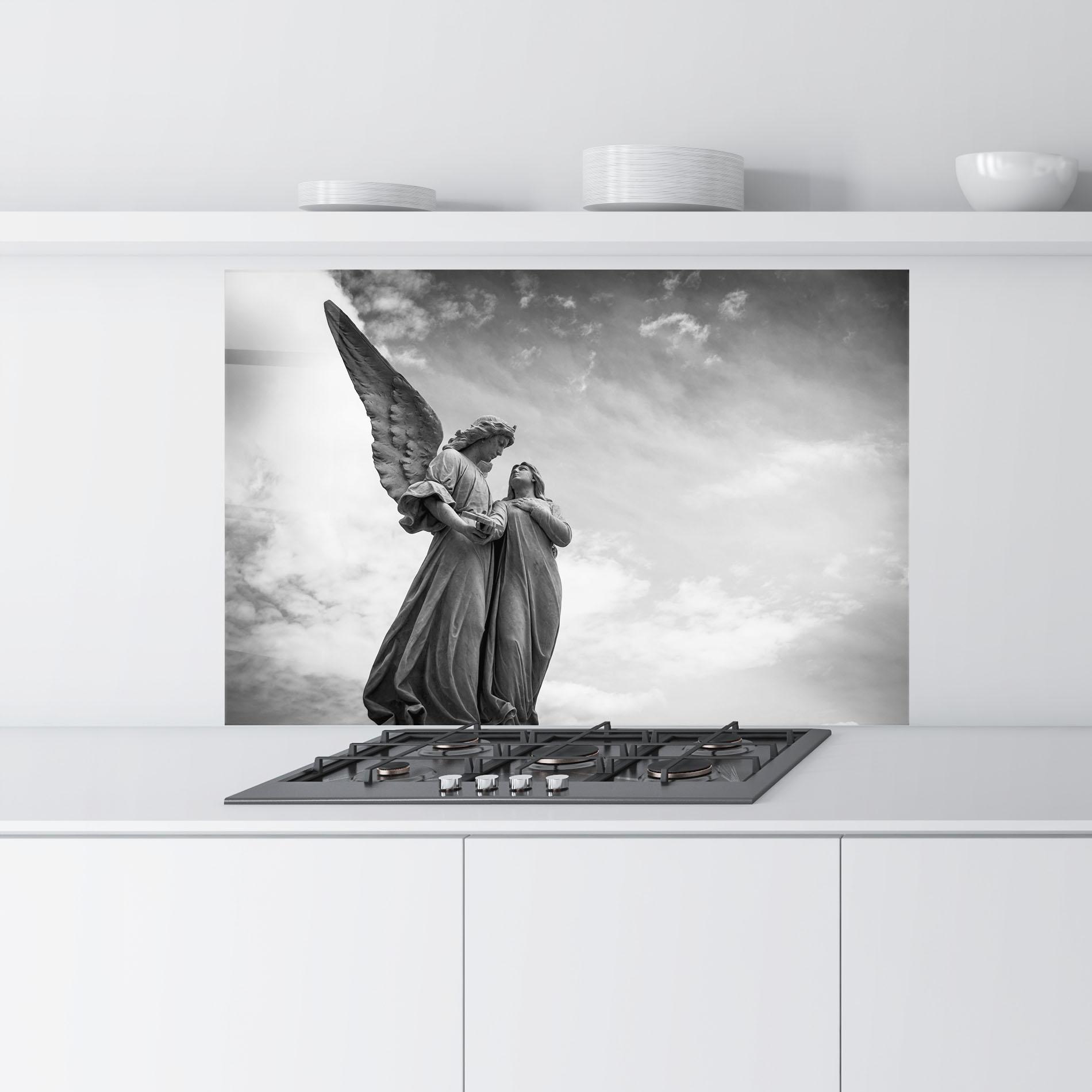 Konyhai üveg hátfal Grey Stone Angels mockup 9