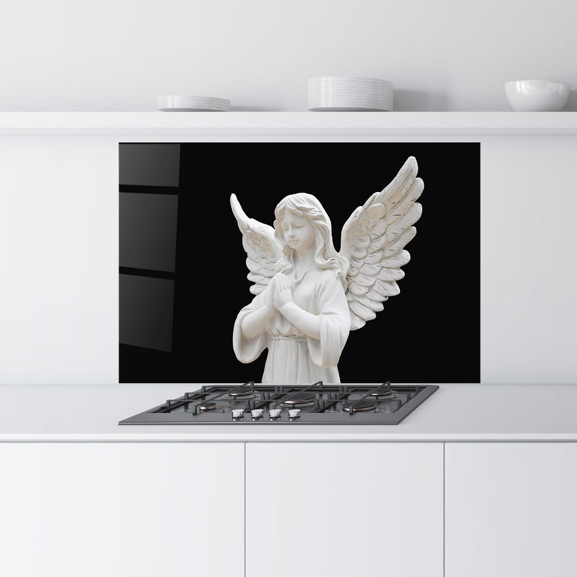 Konyhai üveg hátfal Pretty Angel Statues mockup 9