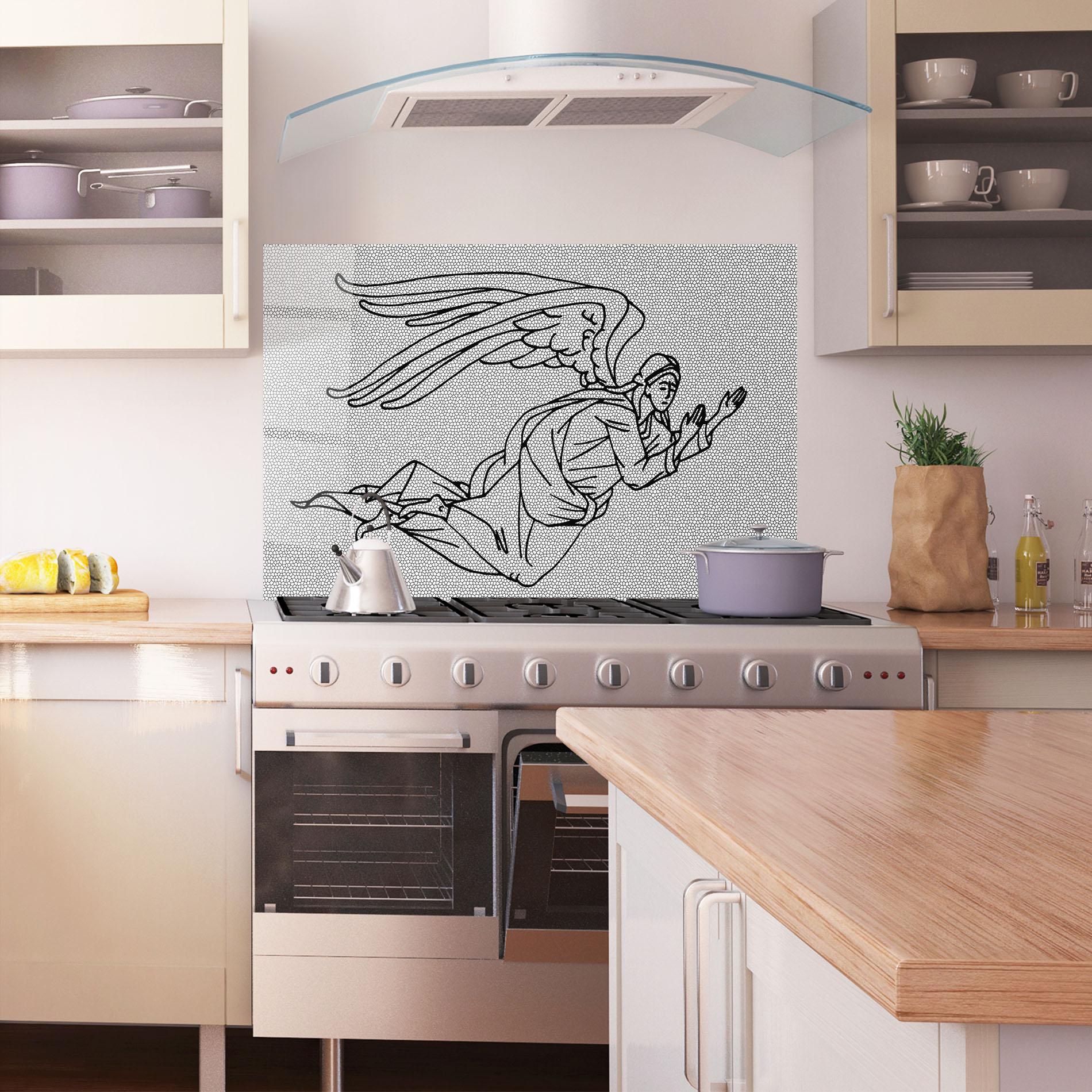 Konyhai üveg hátfal Angel Flying mockup 1