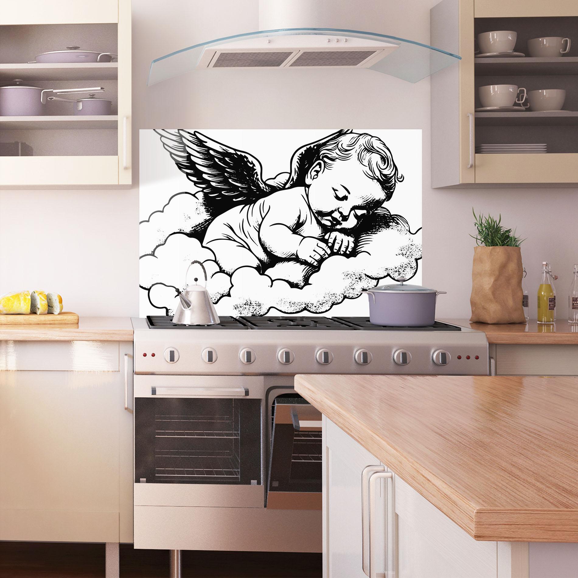 Konyhai üveg hátfal Angel Sleeping mockup 1