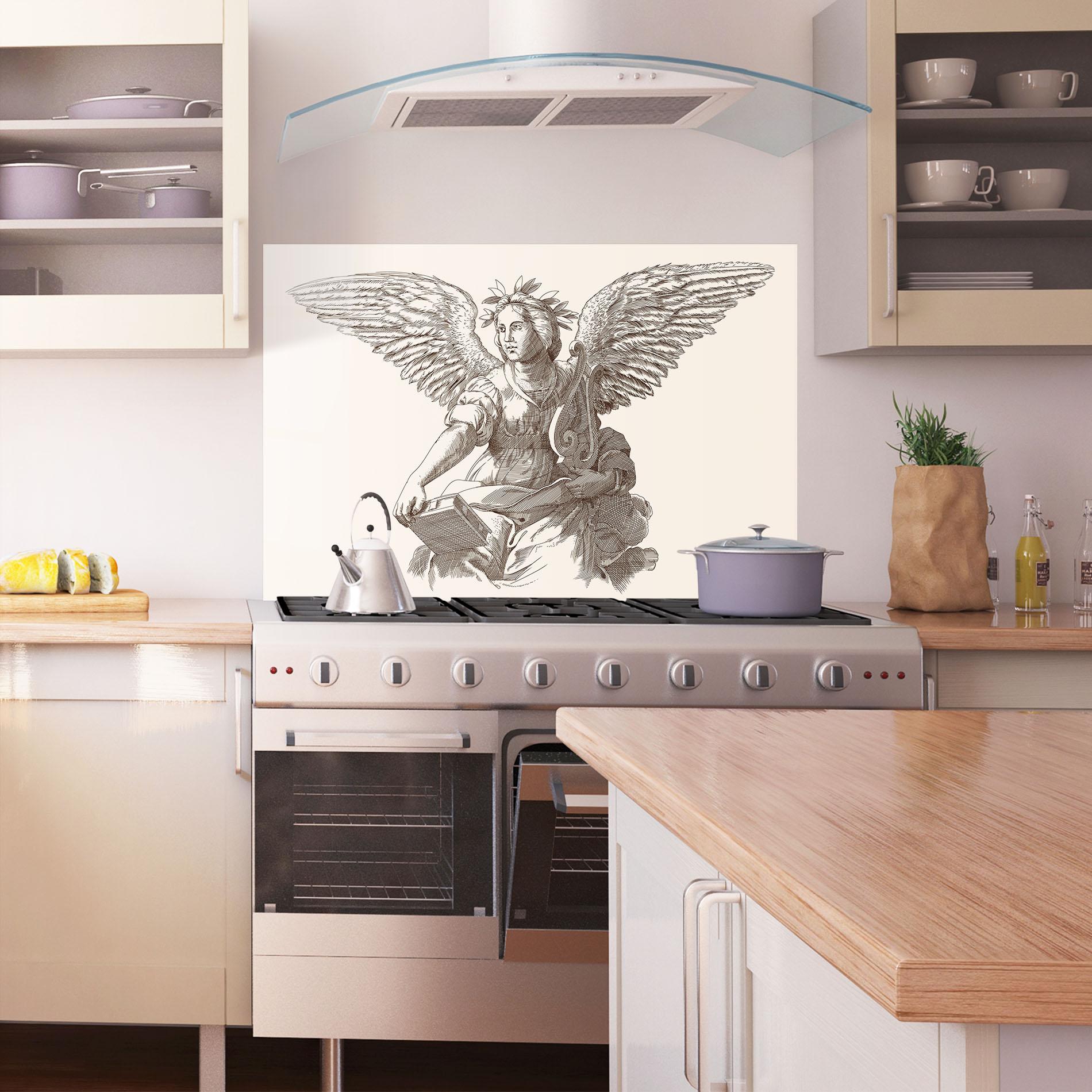 Konyhai üveg hátfal Brown Line Angel mockup 1