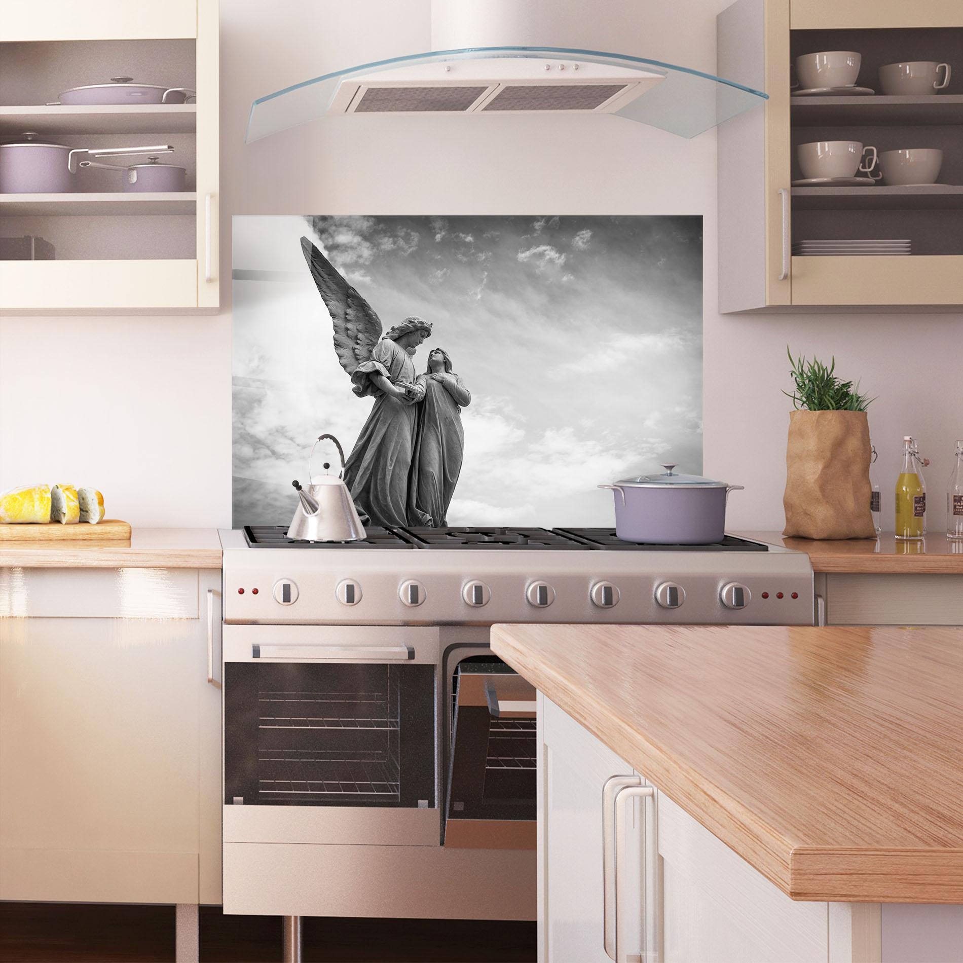 Konyhai üveg hátfal Grey Stone Angels mockup 1