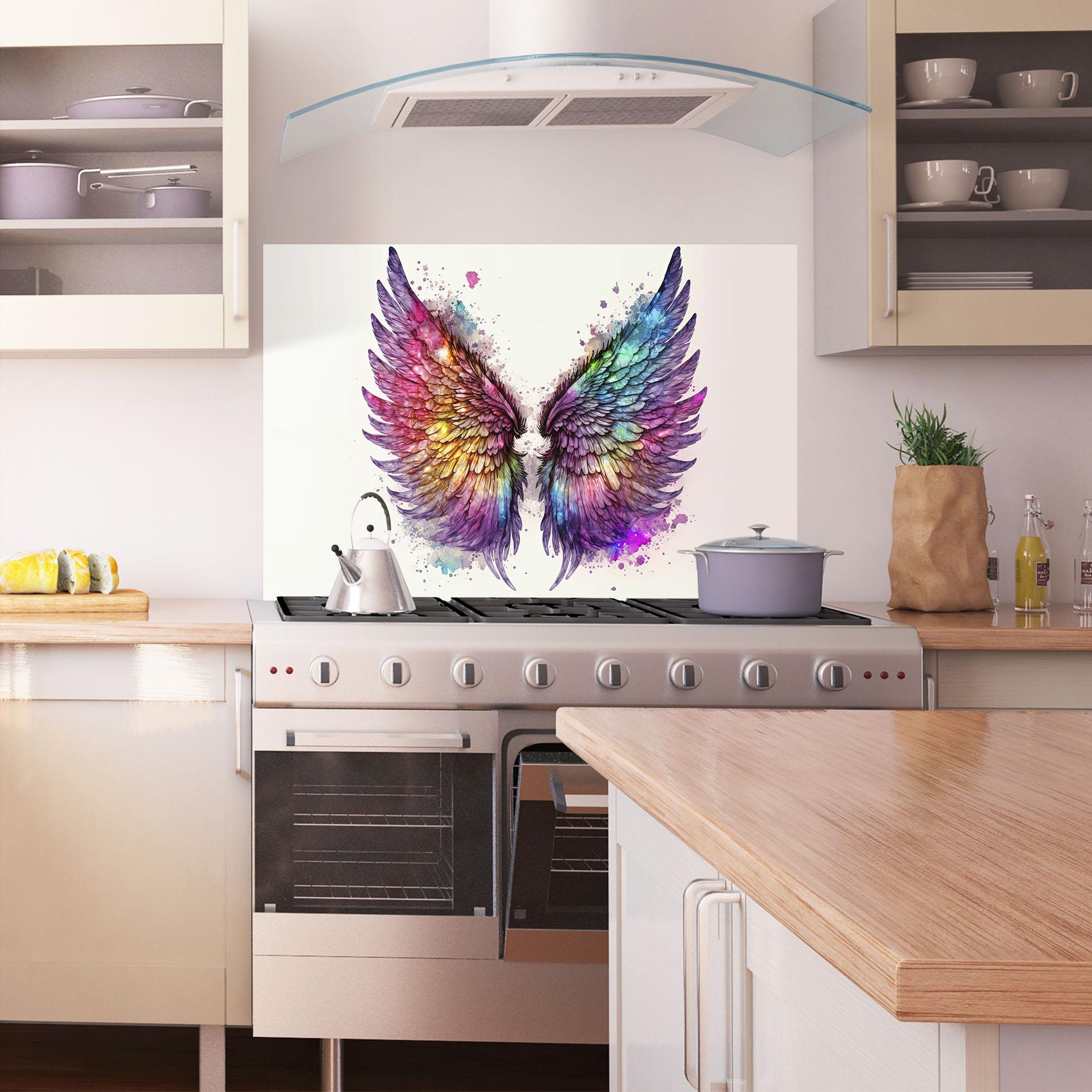 Konyhai üveg hátfal Magic Watercolor Wings mockup 1