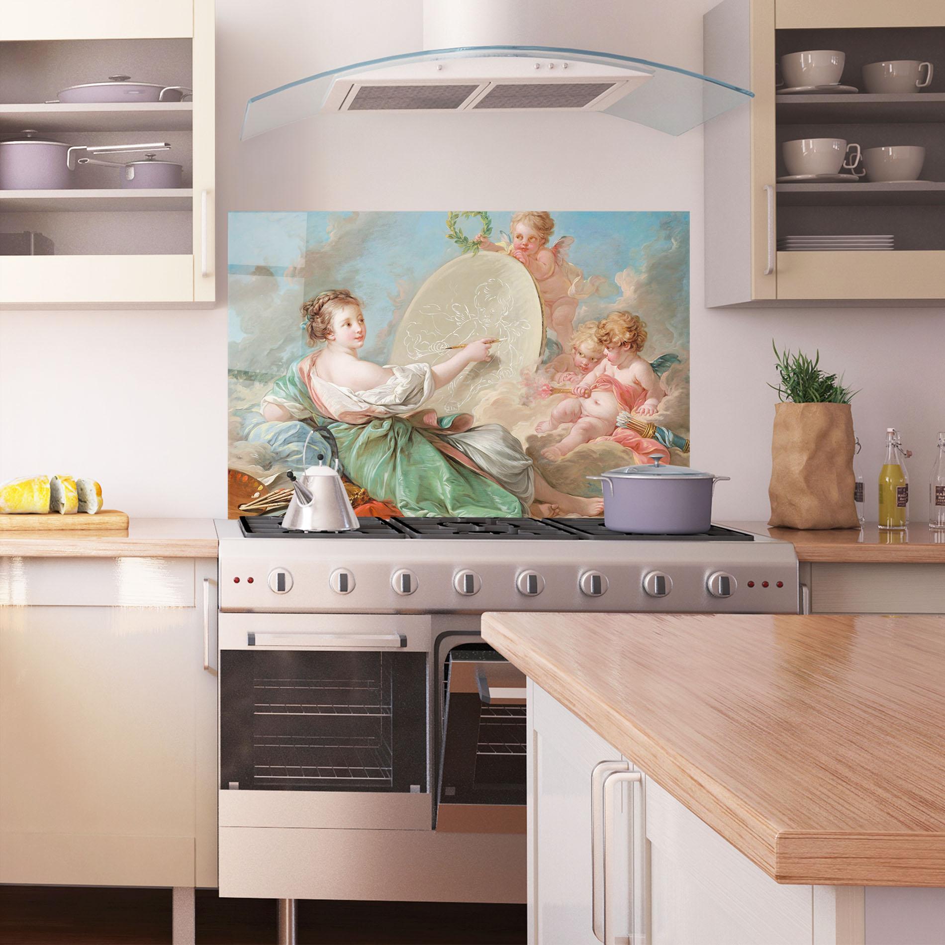 Konyhai üveg hátfal Painting Cute Angels mockup 1