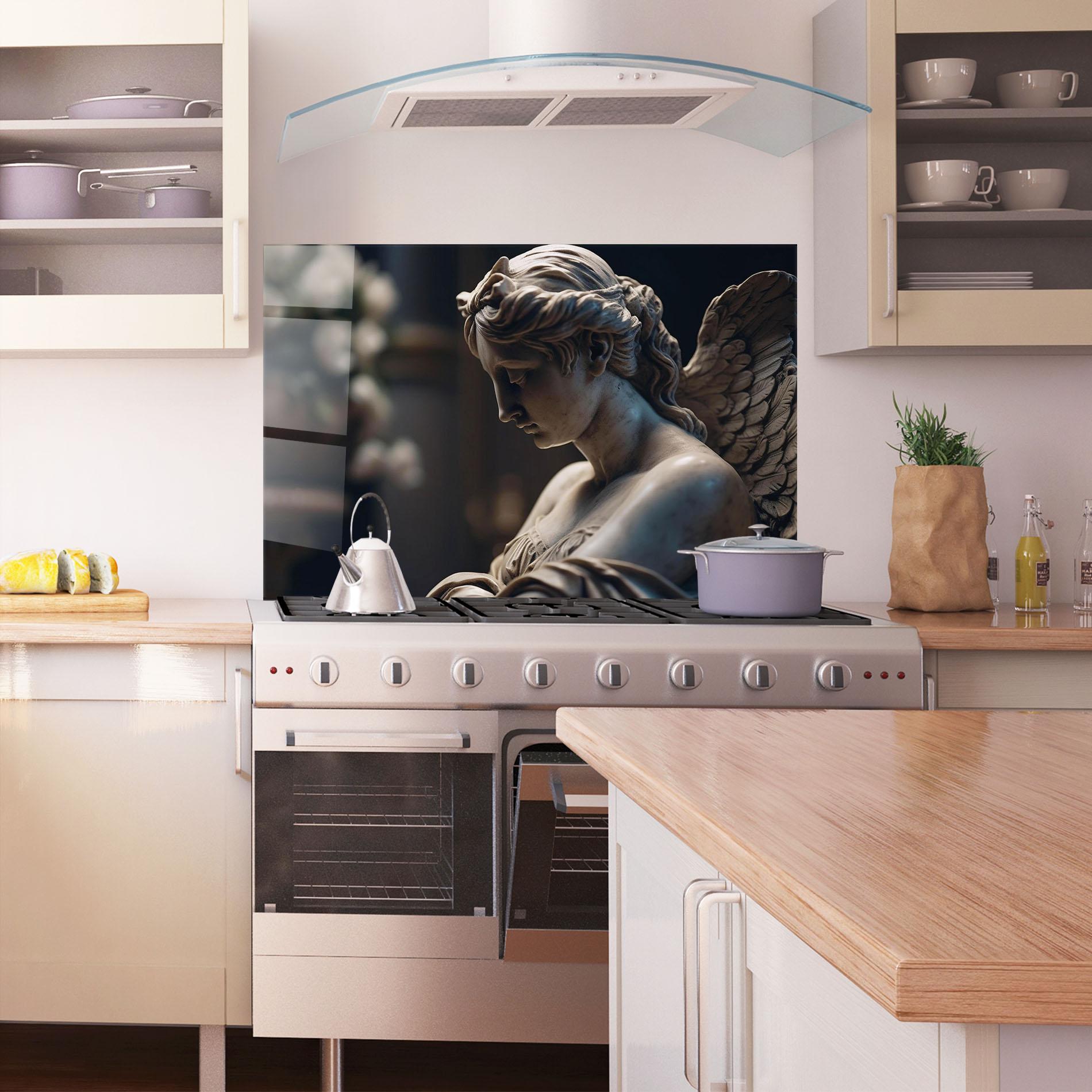 Konyhai üveg hátfal Praying Woman mockup 1