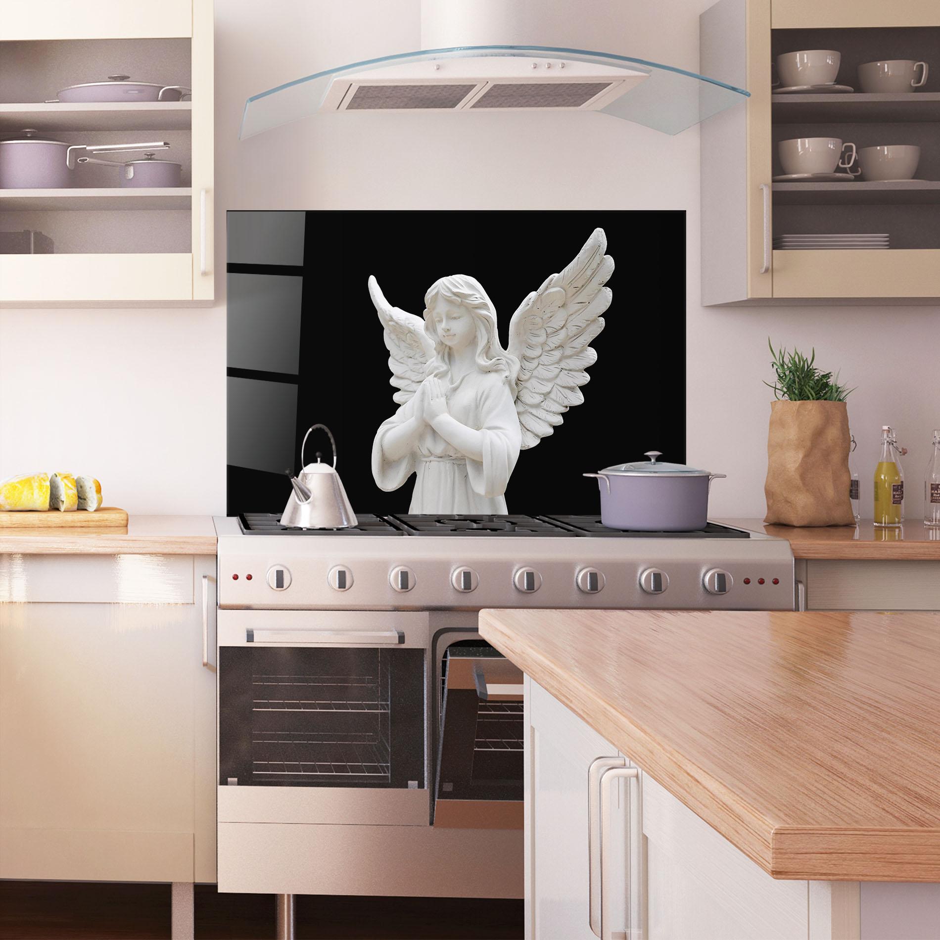 Konyhai üveg hátfal Pretty Angel Statues mockup 1