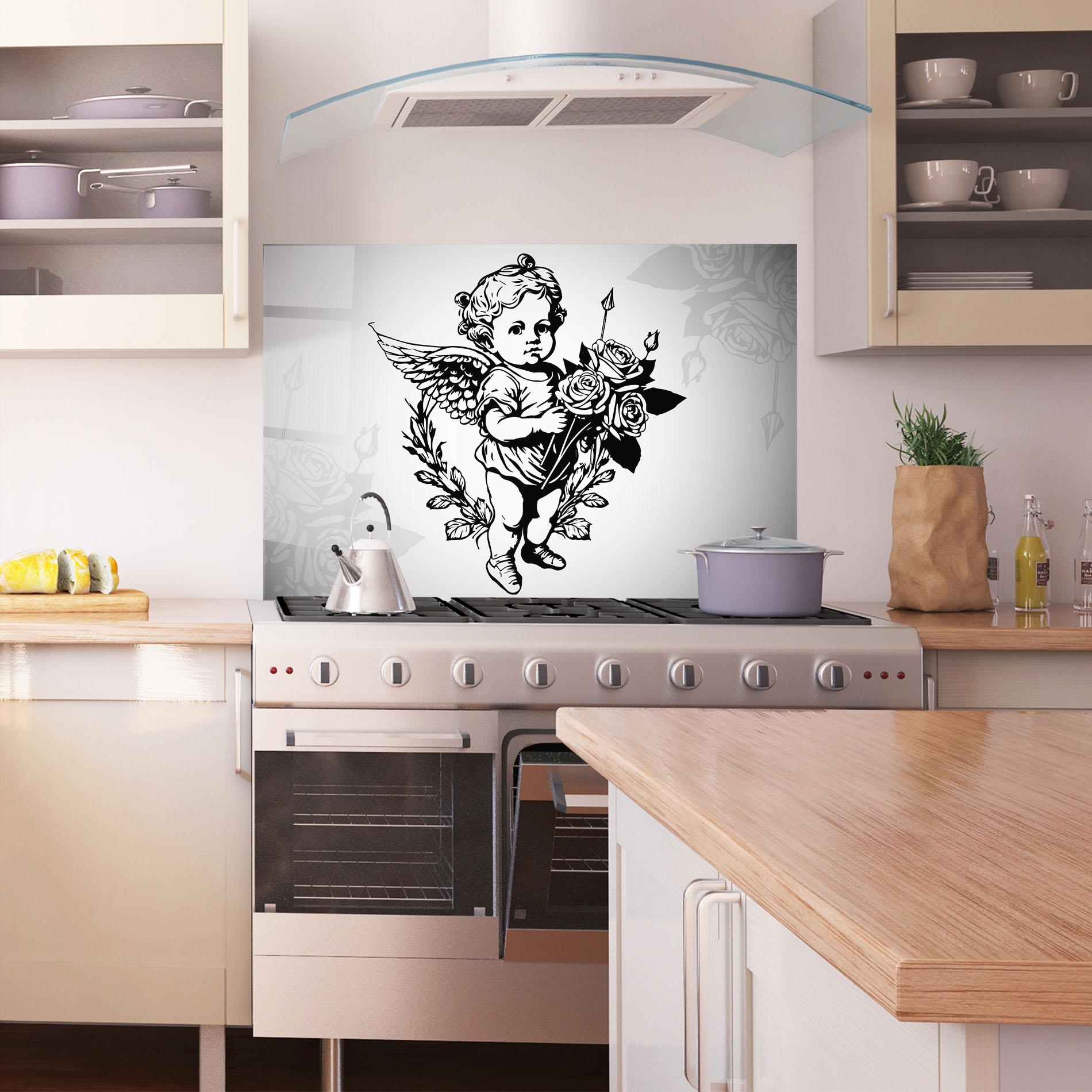 Konyhai üveg hátfal Roses Angel mockup 1