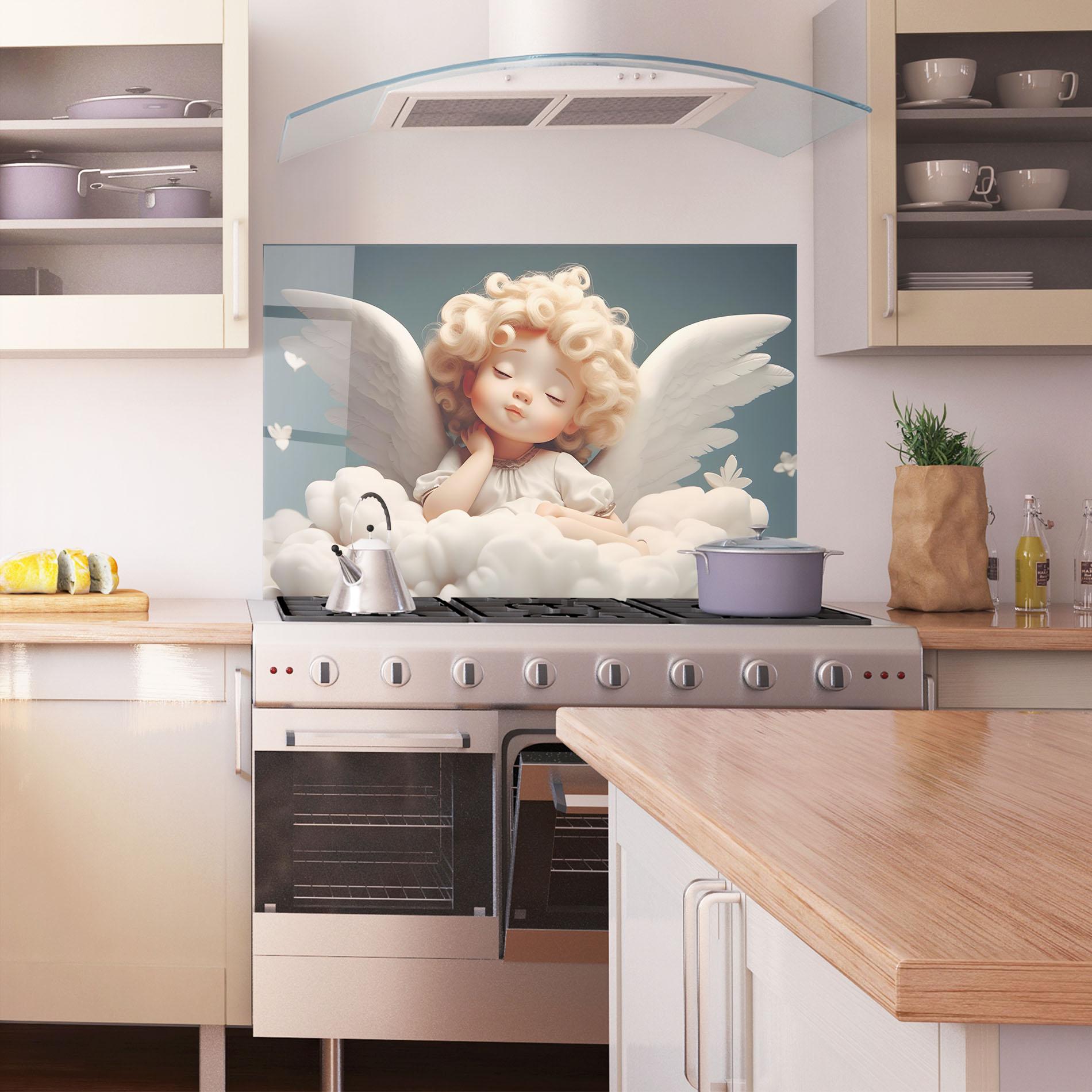 Konyhai üveg hátfal Statue Baby Angel mockup 1