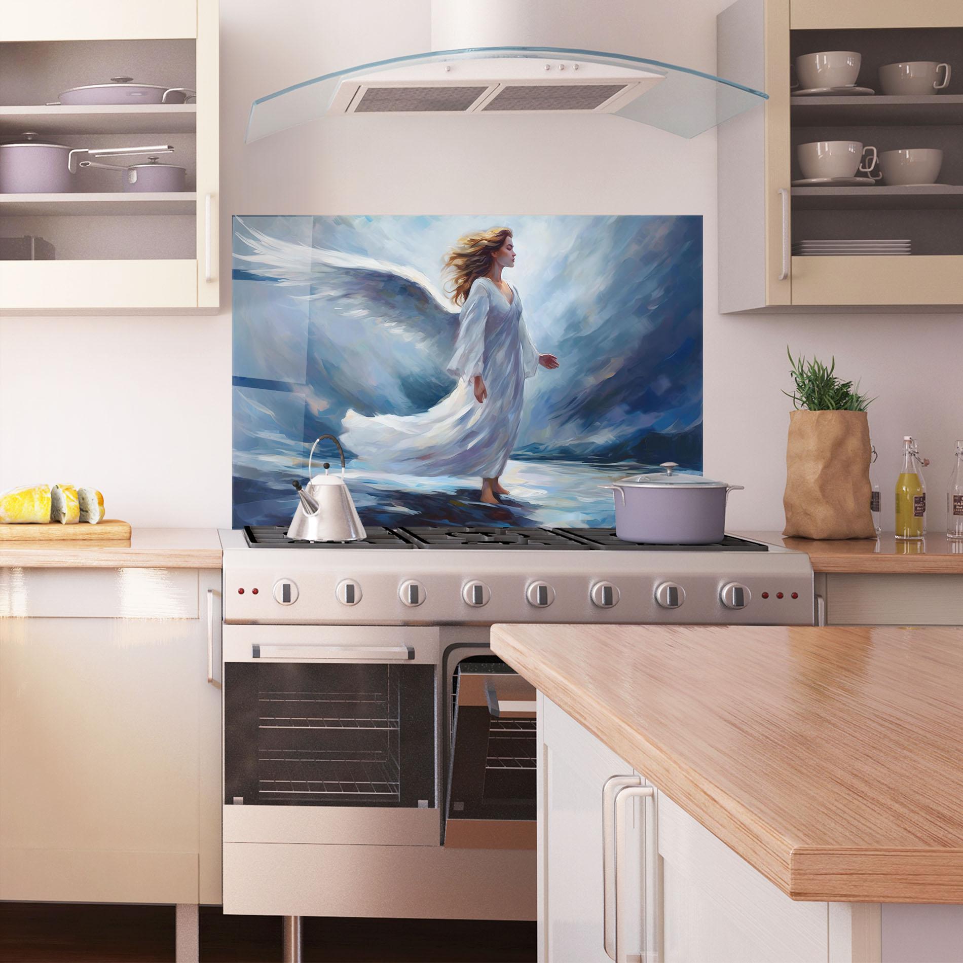 Konyhai üveg hátfal Wind Angel Woman mockup 1