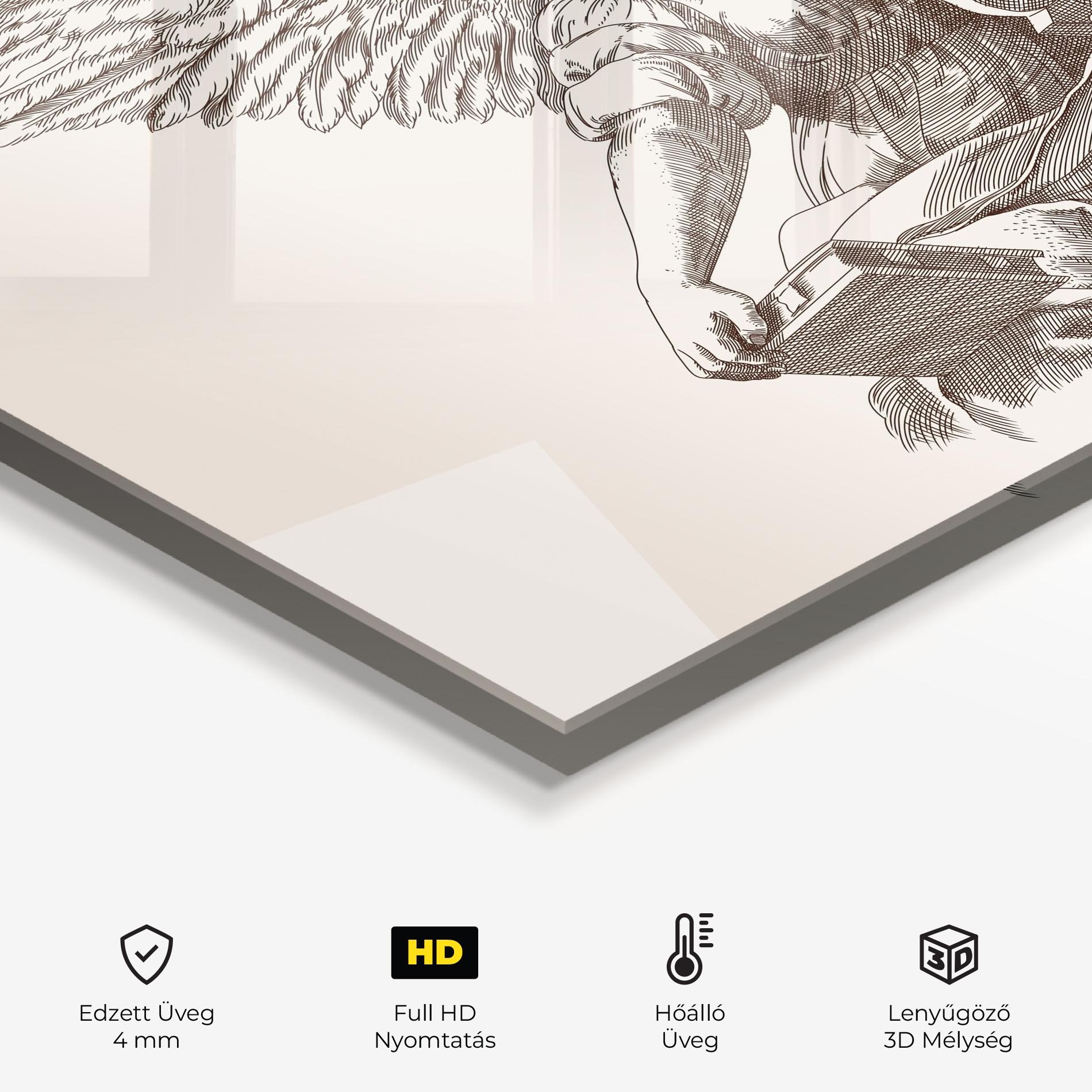 Konyhai üveg hátfal Brown Line Angel mockup 2