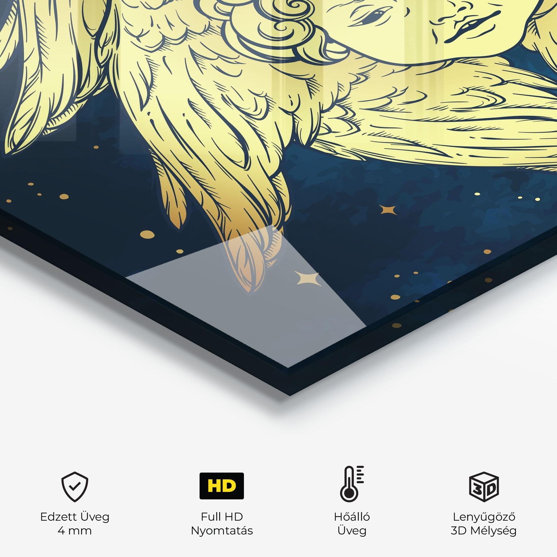 Konyhai üveg hátfal Gold Wings Angel mockup 2