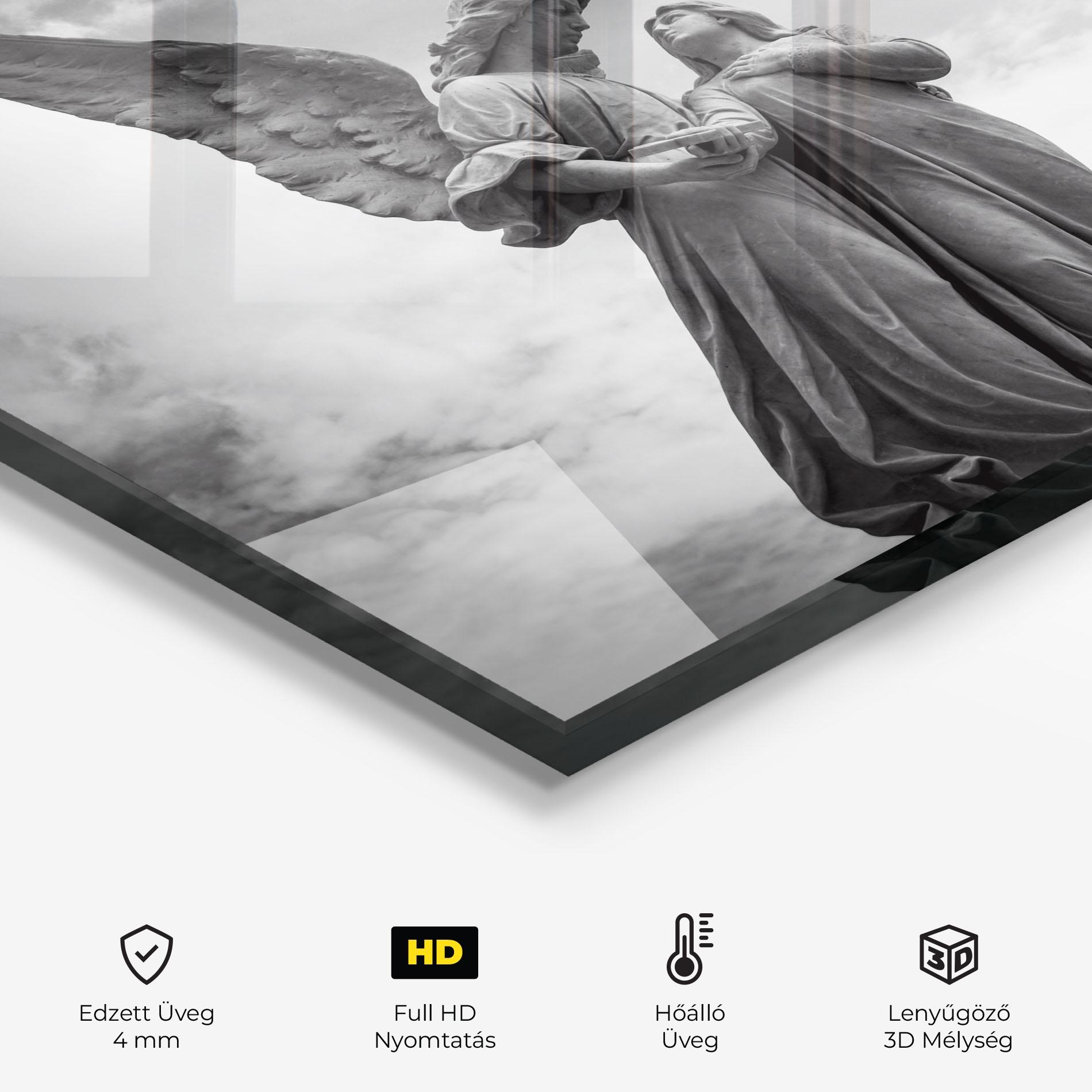 Konyhai üveg hátfal Grey Stone Angels mockup 2