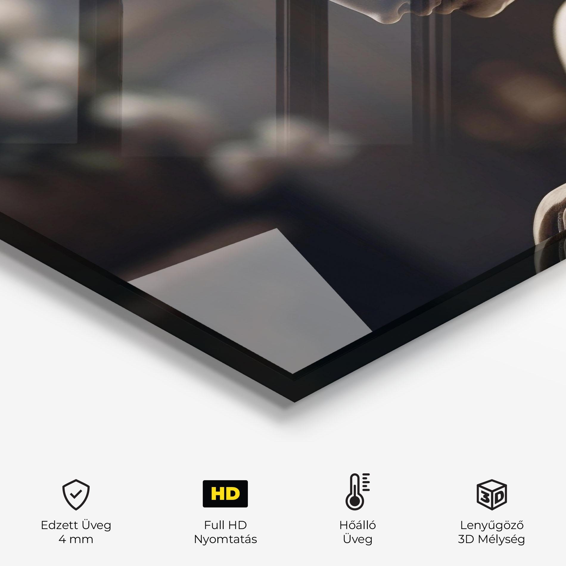 Konyhai üveg hátfal Praying Woman mockup 2