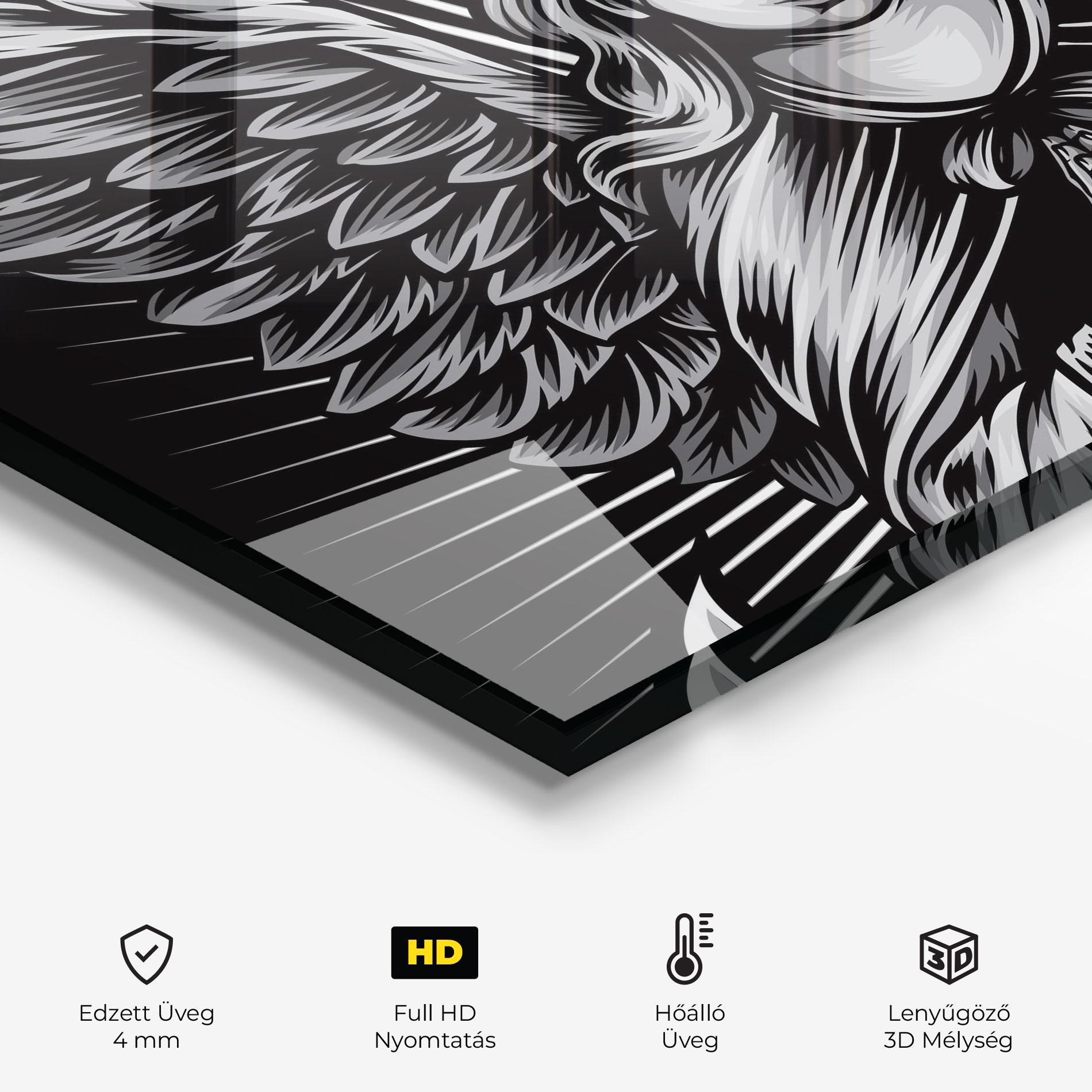 Konyhai üveg hátfal Wings Pray mockup 2