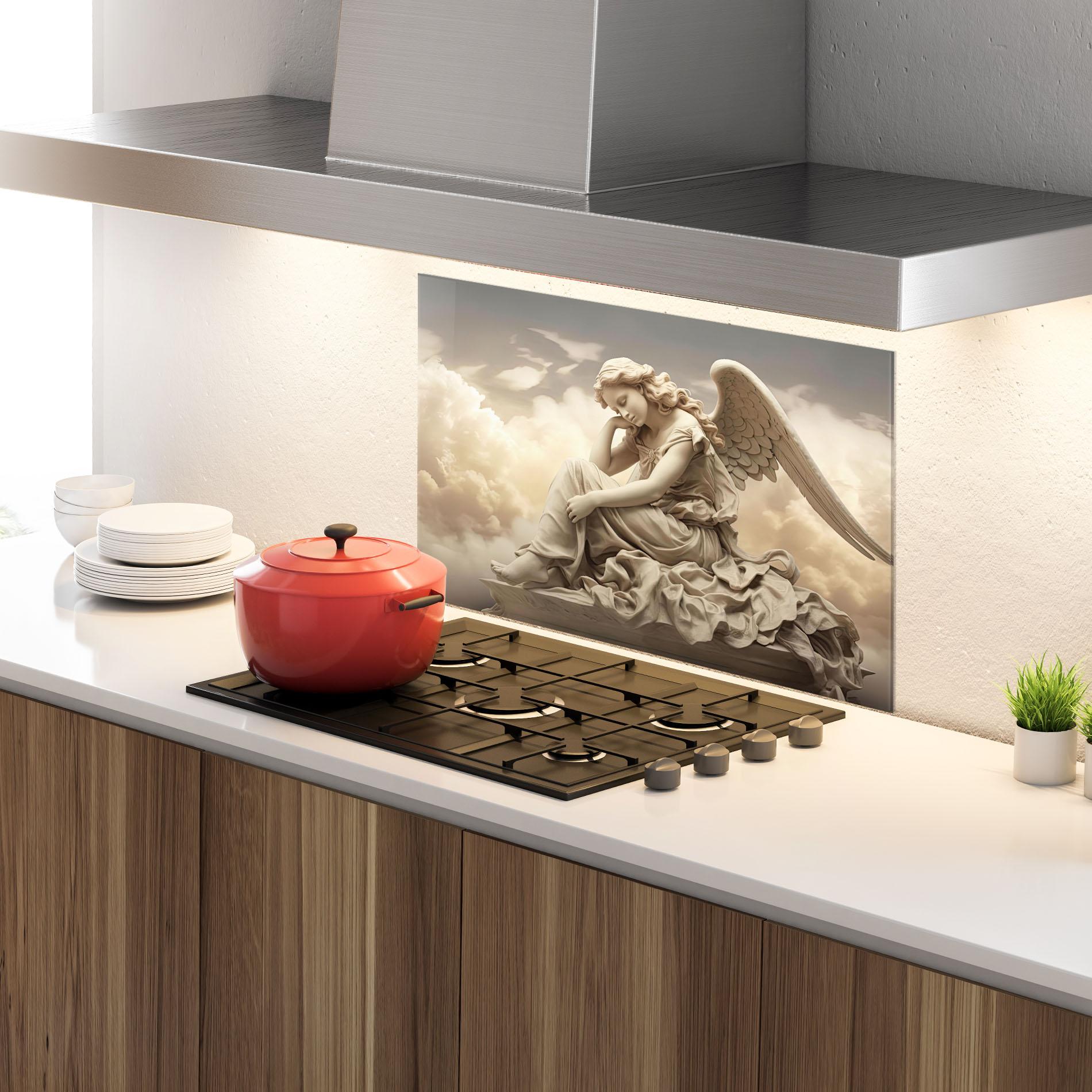 Konyhai üveg hátfal Angel Guardian Cloud mockup 4