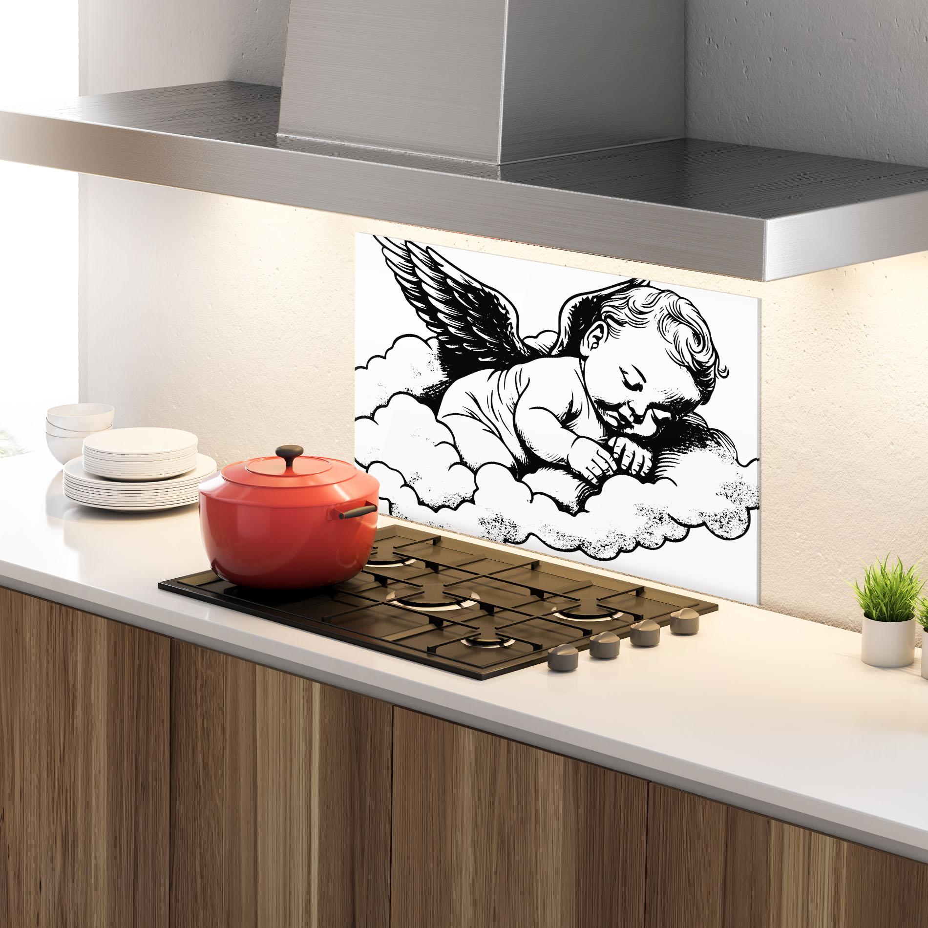 Konyhai üveg hátfal Angel Sleeping mockup 4