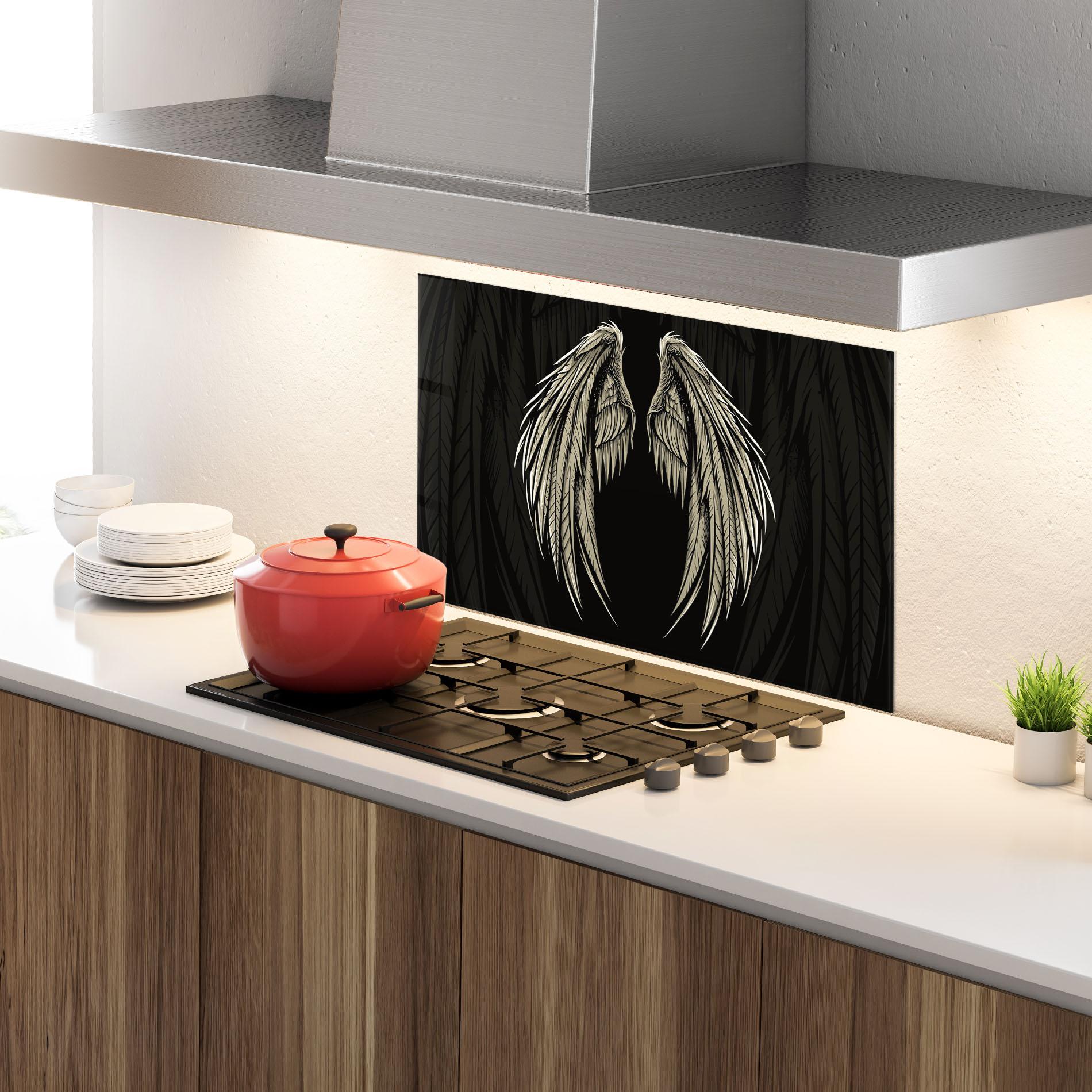 Konyhai üveg hátfal Angel Wing mockup 4