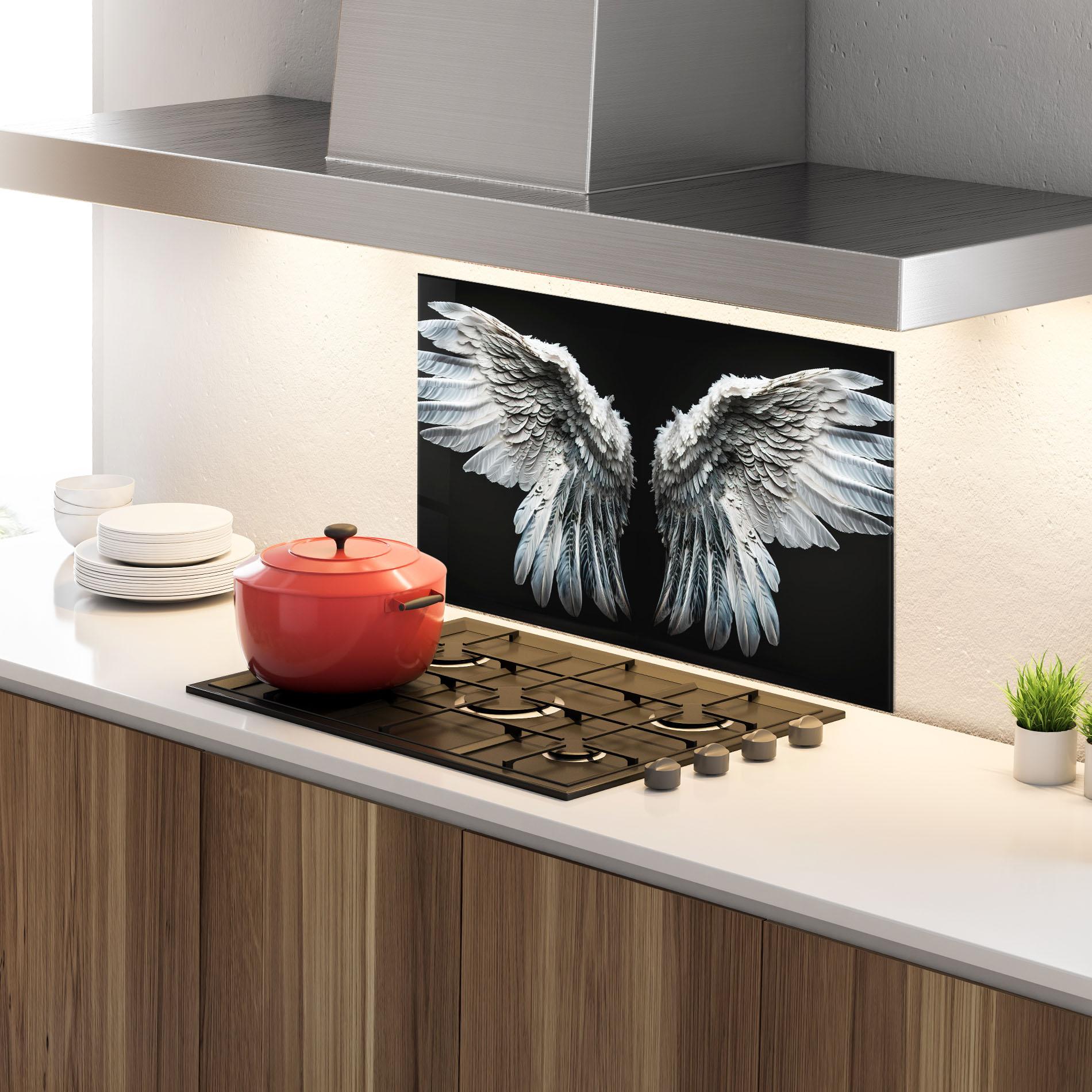Konyhai üveg hátfal Big Angel Wings mockup 4