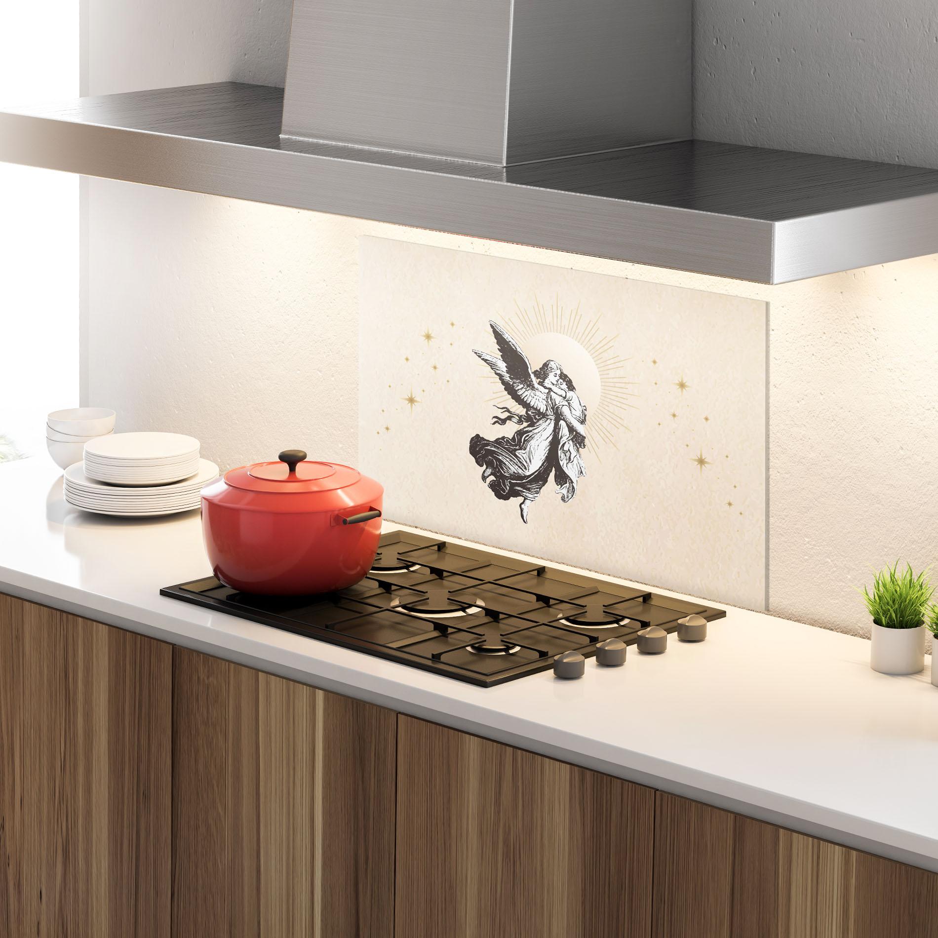Konyhai üveg hátfal Cream Angel Stars mockup 4
