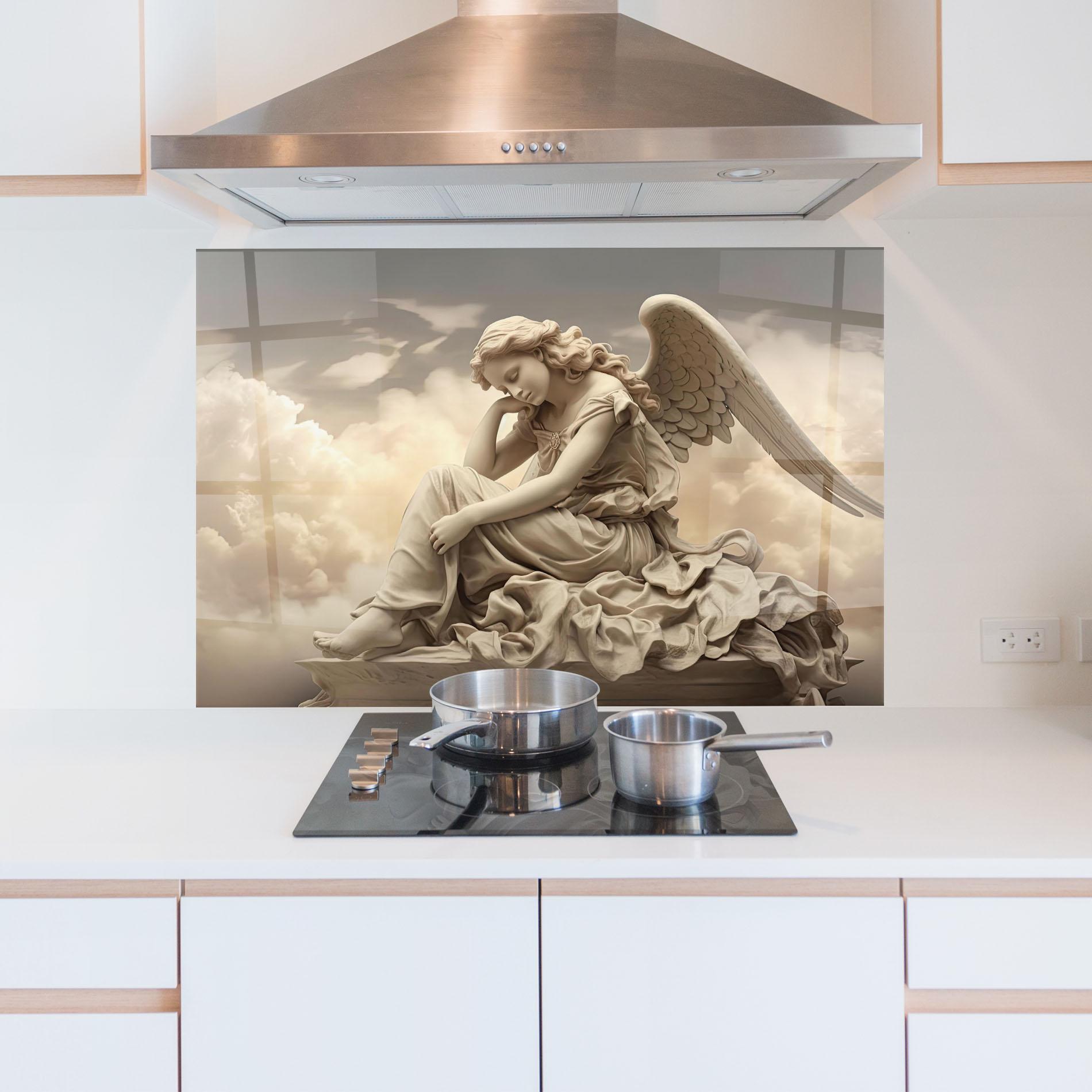 Konyhai üveg hátfal Angel Guardian Cloud mockup 5