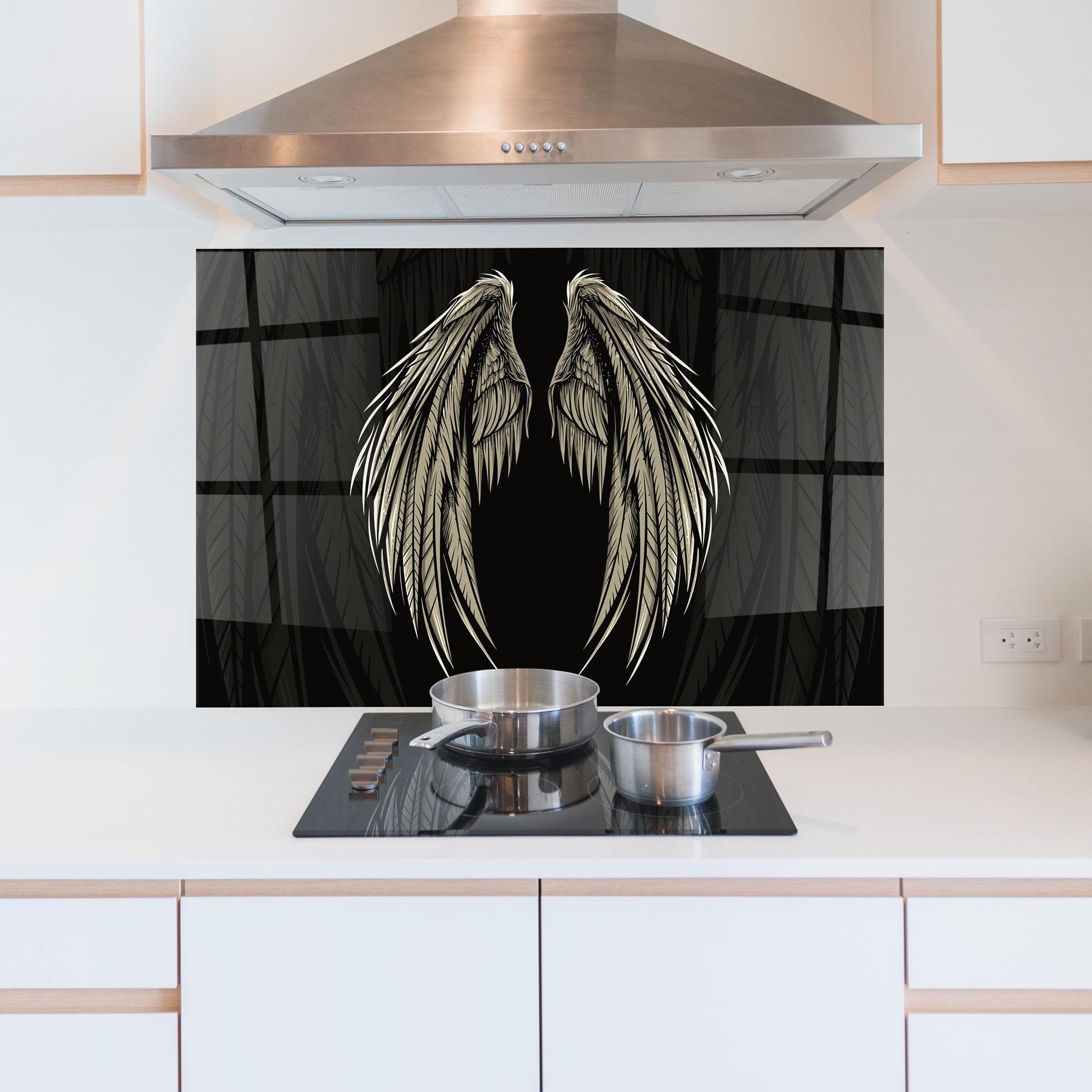 Konyhai üveg hátfal Angel Wing mockup 5