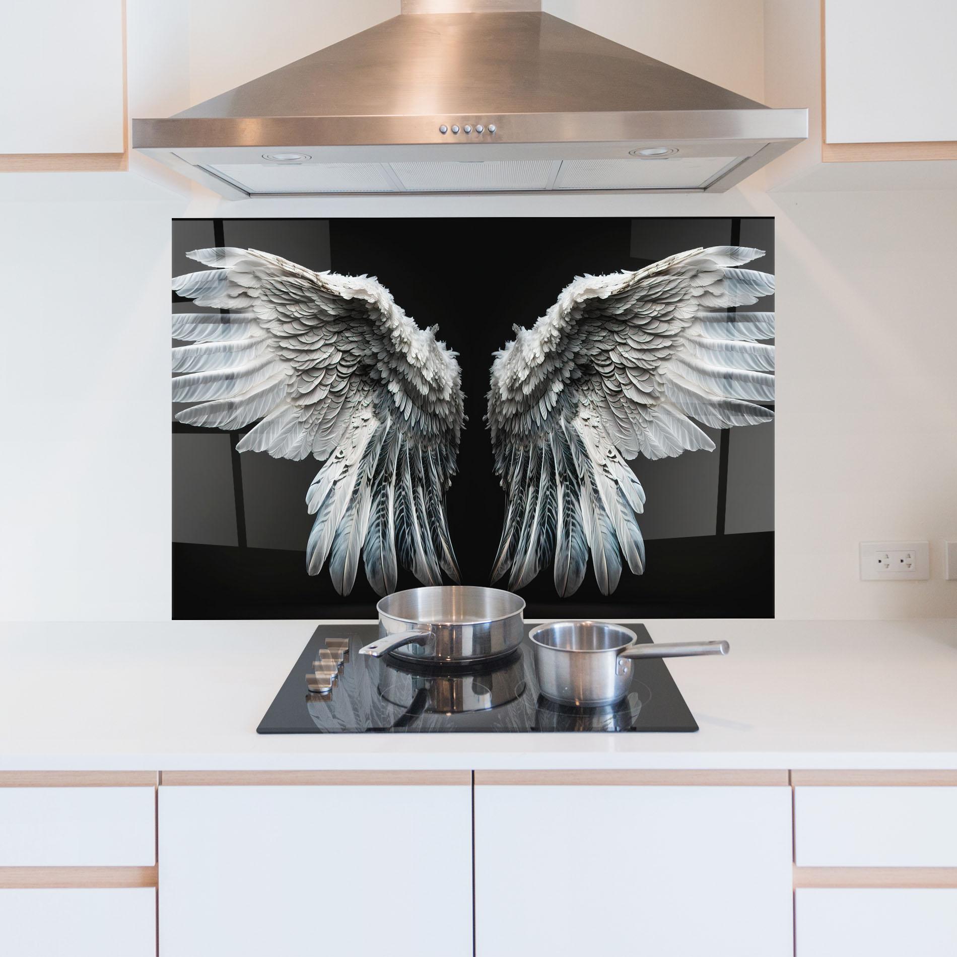 Konyhai üveg hátfal Big Angel Wings mockup 5