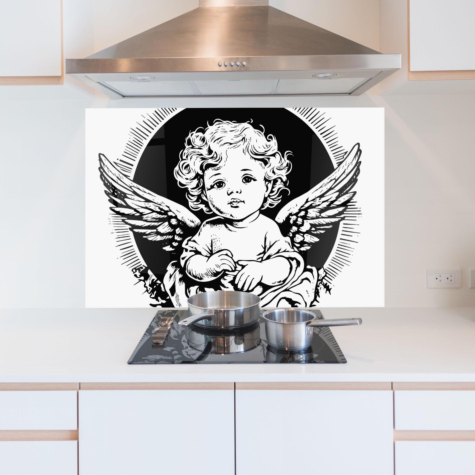 Konyhai üveg hátfal Cute Baby Angel mockup 5