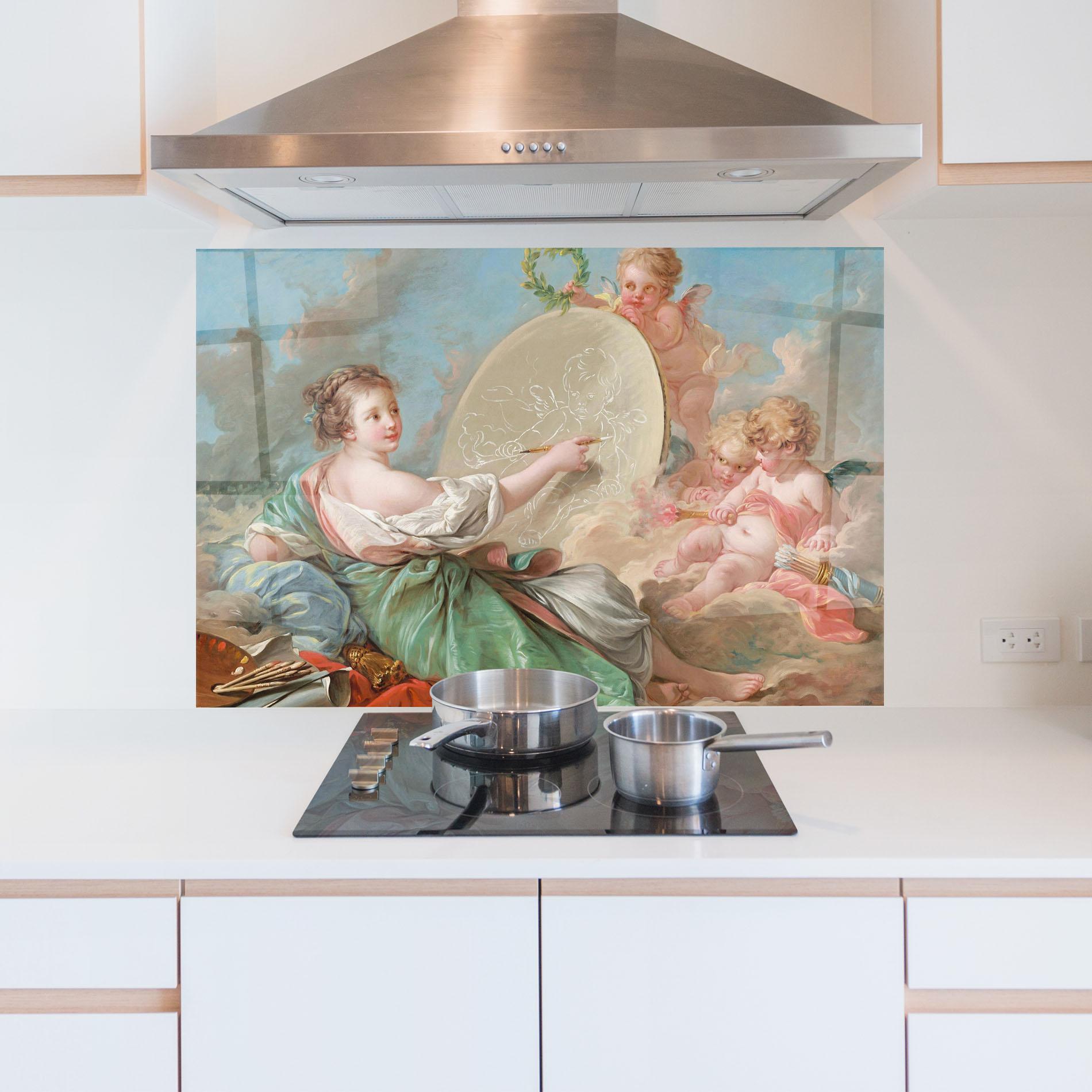 Konyhai üveg hátfal Painting Cute Angels mockup 5