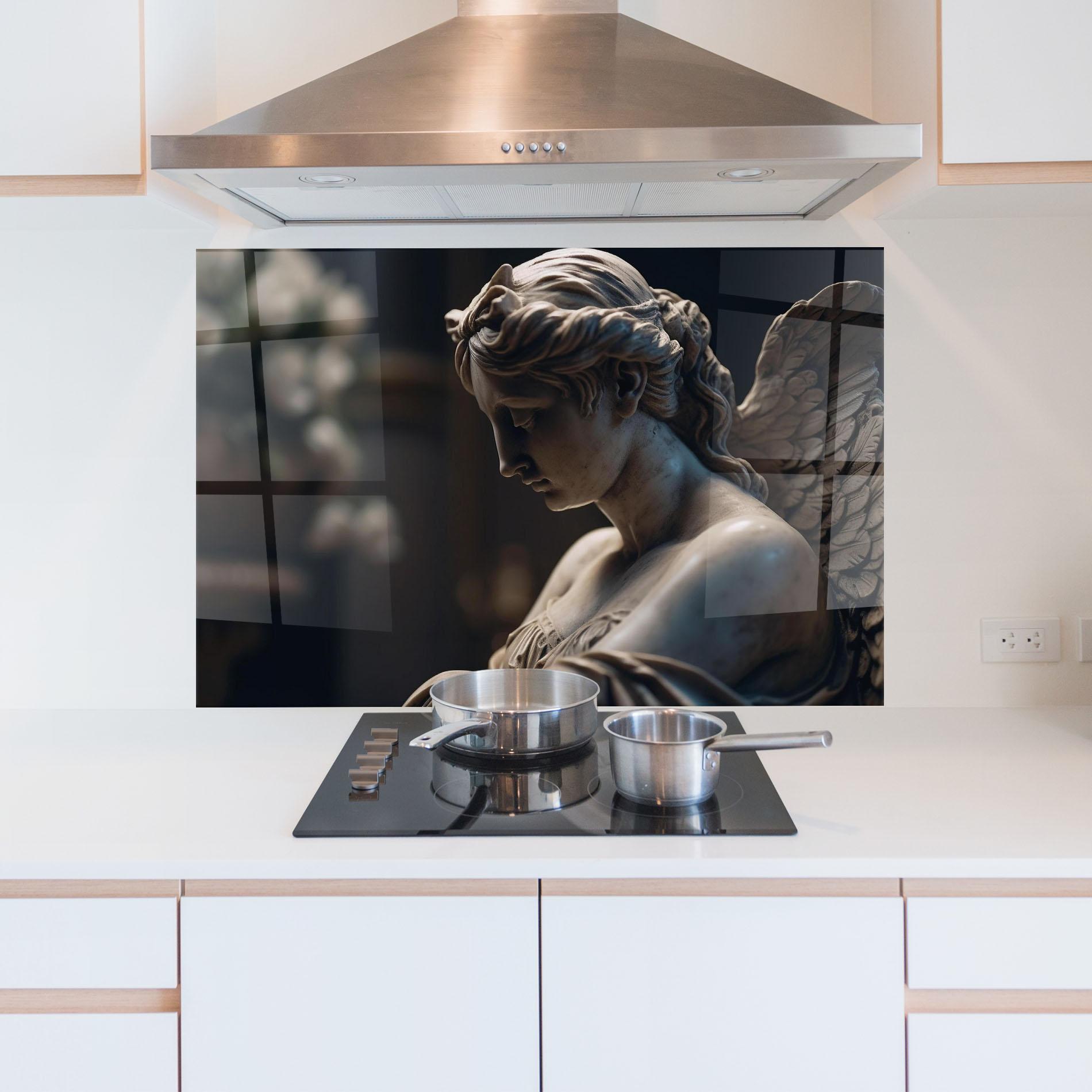 Konyhai üveg hátfal Praying Woman mockup 5