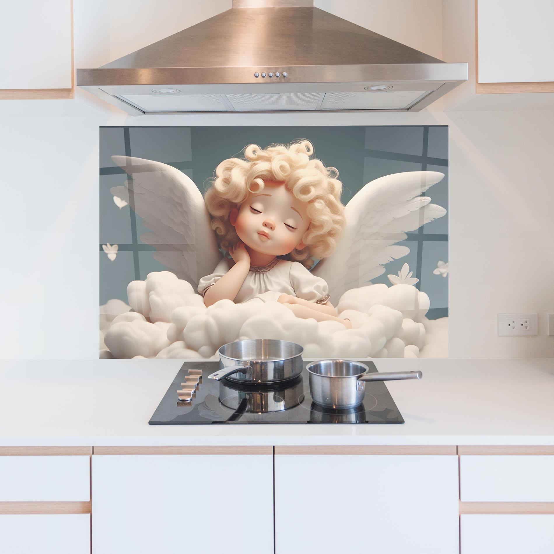 Konyhai üveg hátfal Statue Baby Angel mockup 5