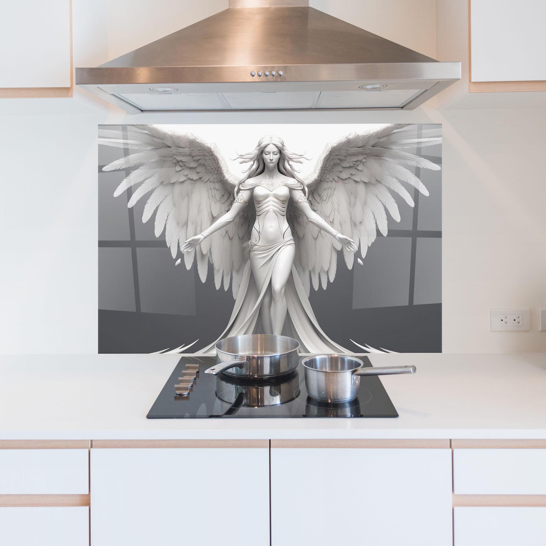 Konyhai üveg hátfal White Stone Woman mockup 5