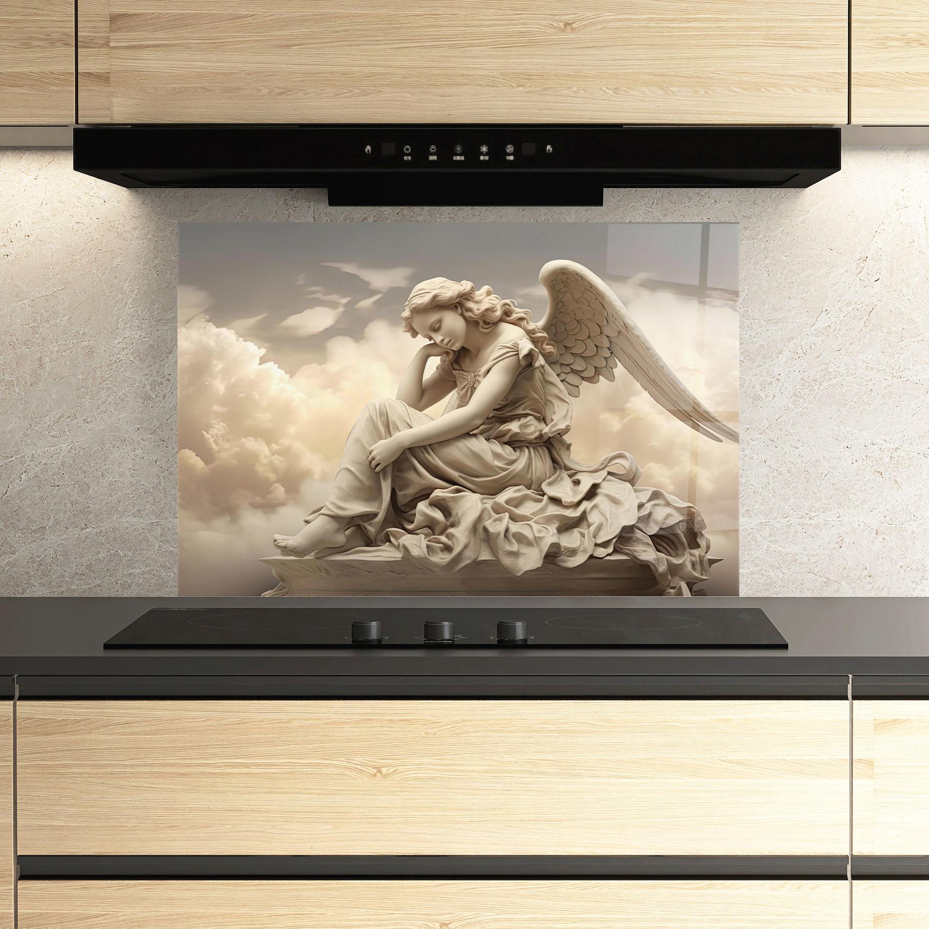 Konyhai üveg hátfal Angel Guardian Cloud mockup 3