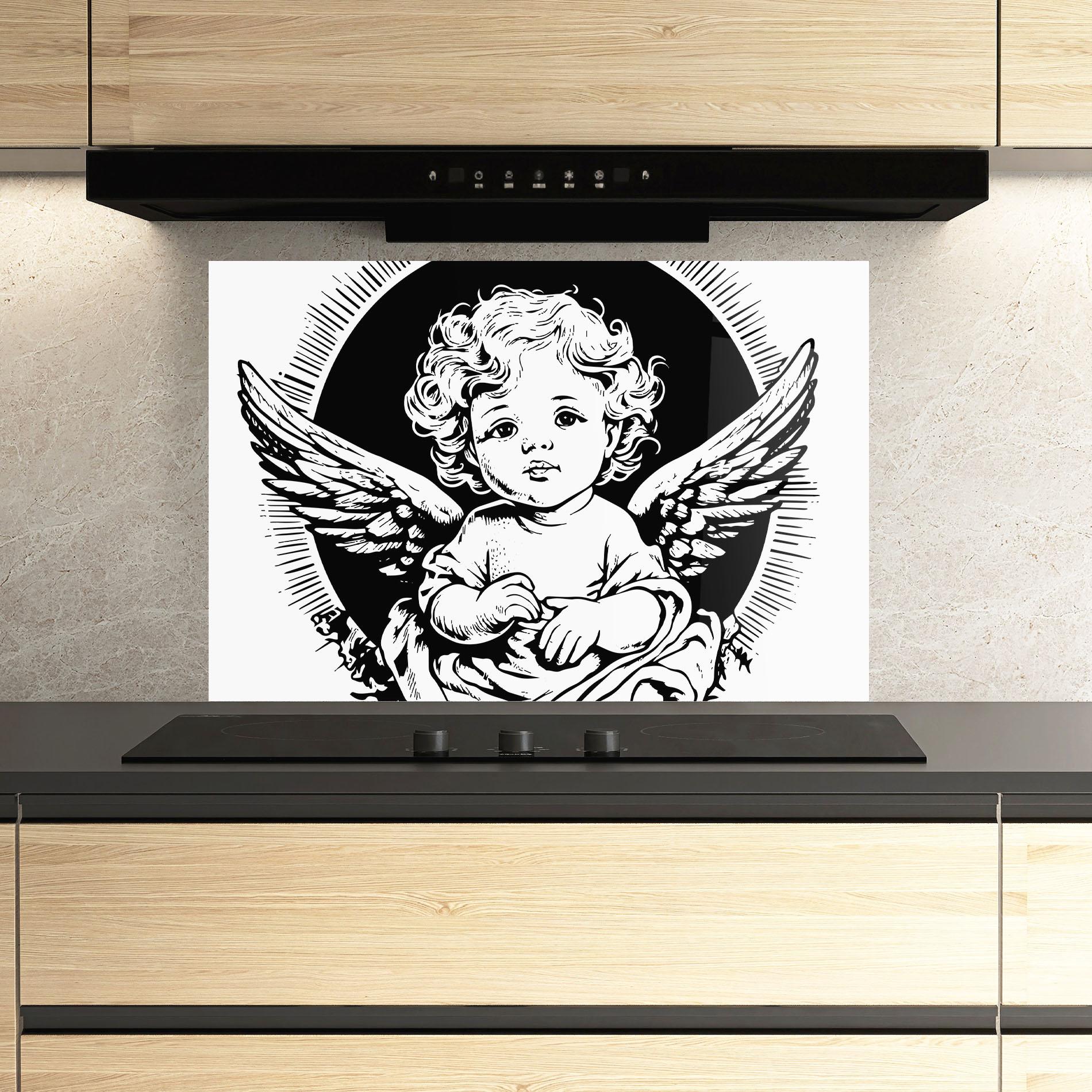 Konyhai üveg hátfal Cute Baby Angel mockup 3