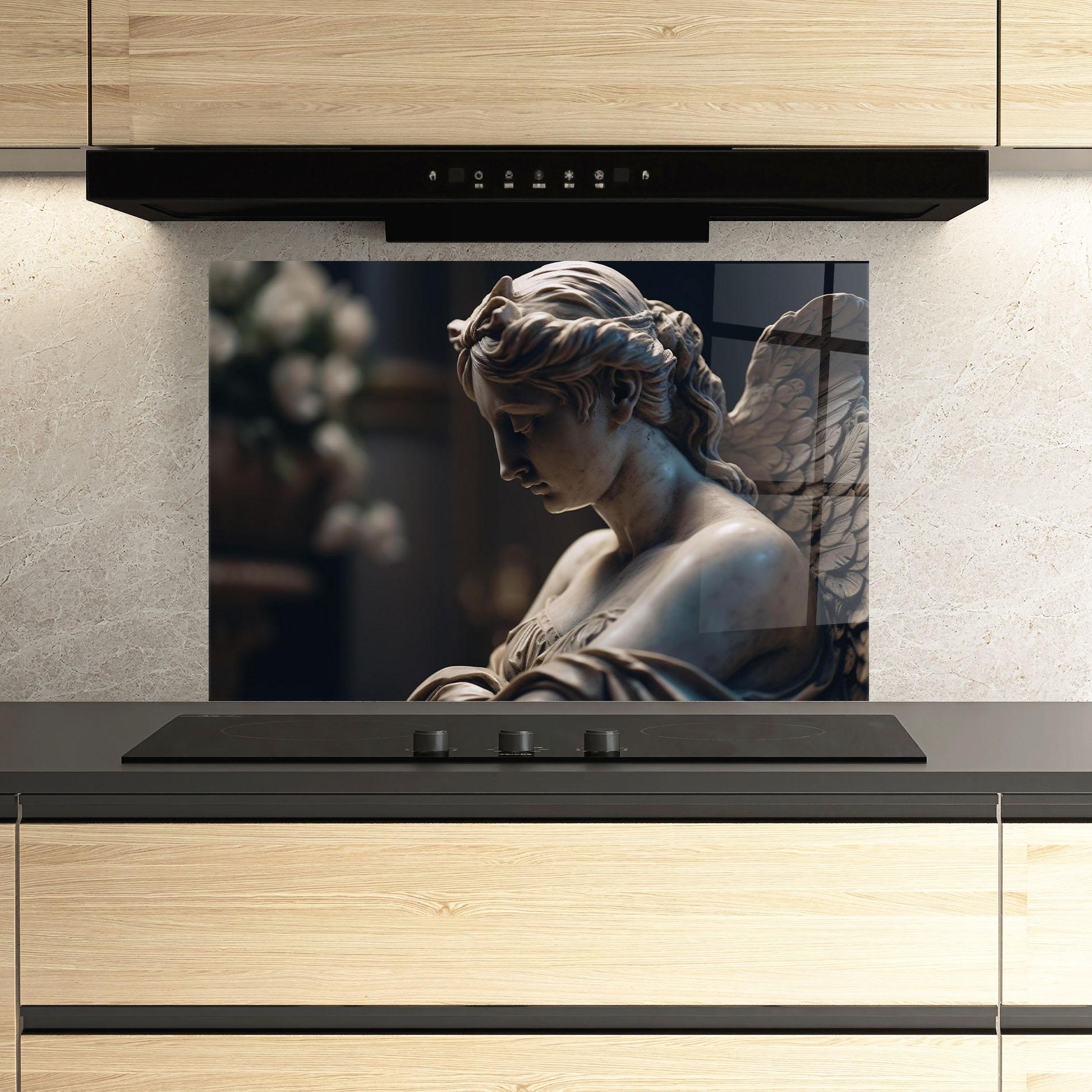 Konyhai üveg hátfal Praying Woman mockup 3