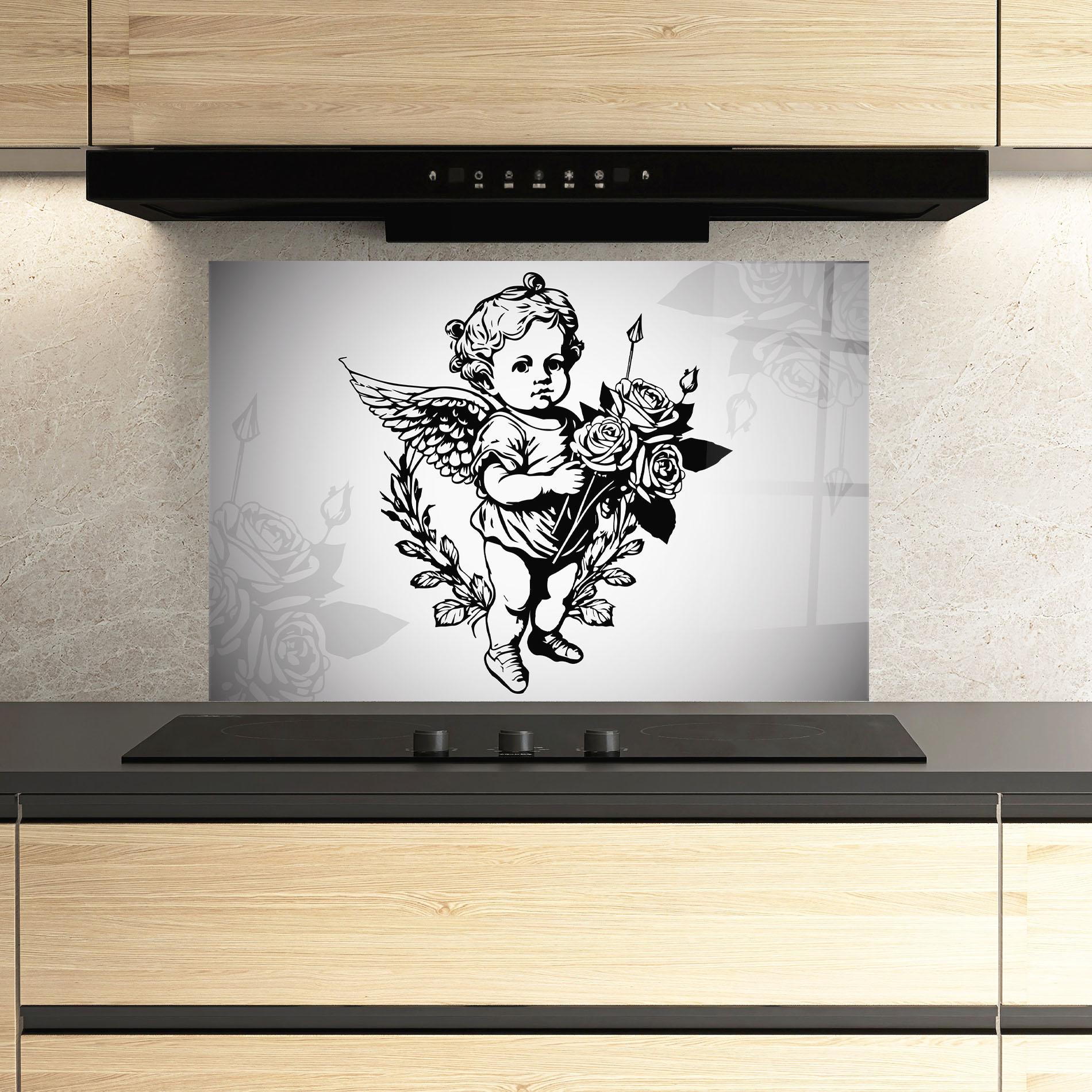 Konyhai üveg hátfal Roses Angel mockup 3