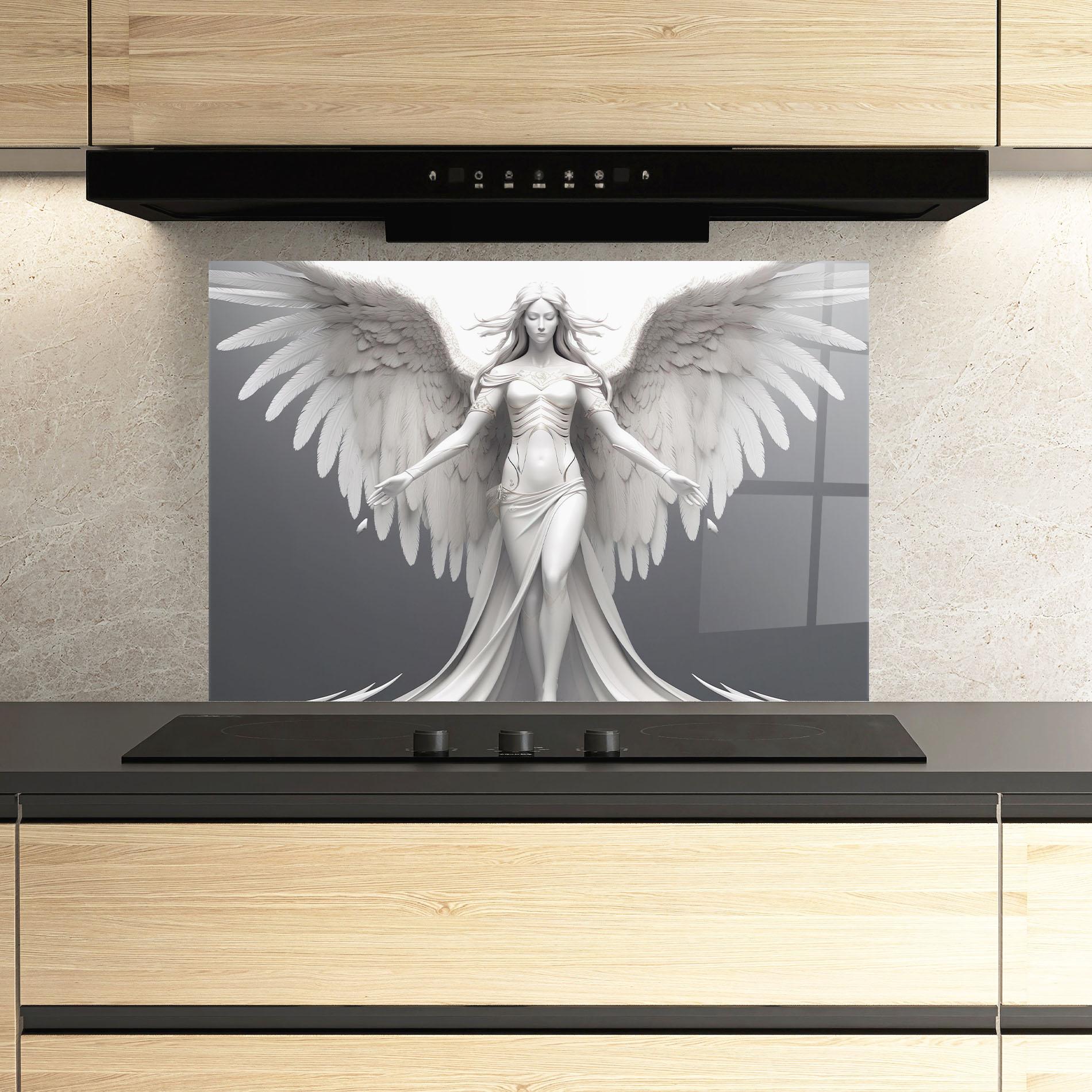 Konyhai üveg hátfal White Stone Woman mockup 3