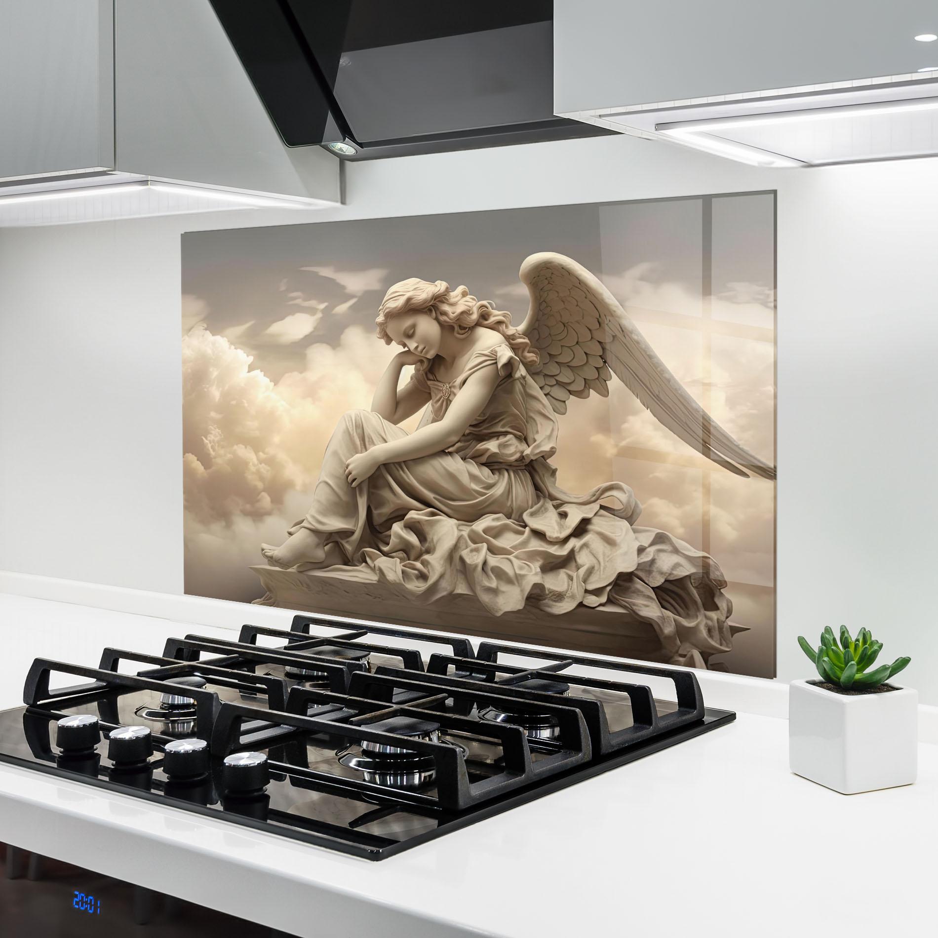 Konyhai üveg hátfal Angel Guardian Cloud mockup 6