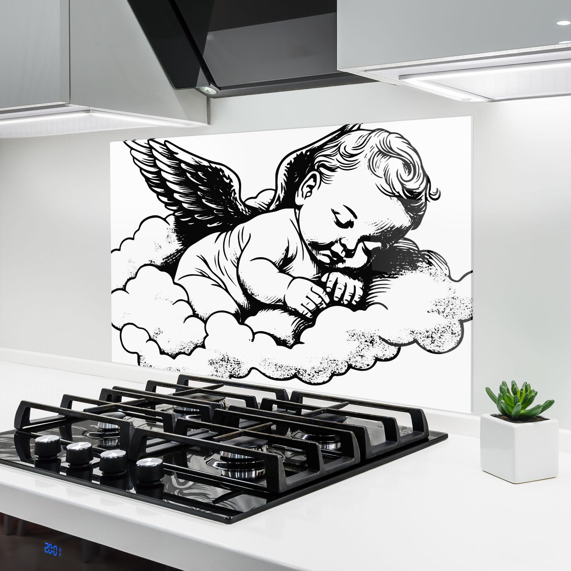 Konyhai üveg hátfal Angel Sleeping mockup 6