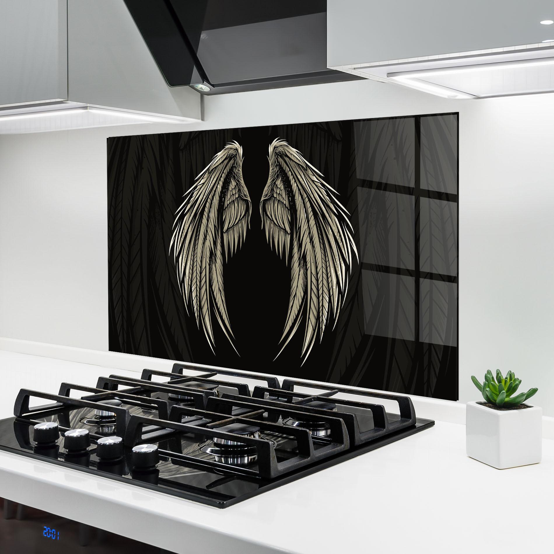 Konyhai üveg hátfal Angel Wing mockup 6