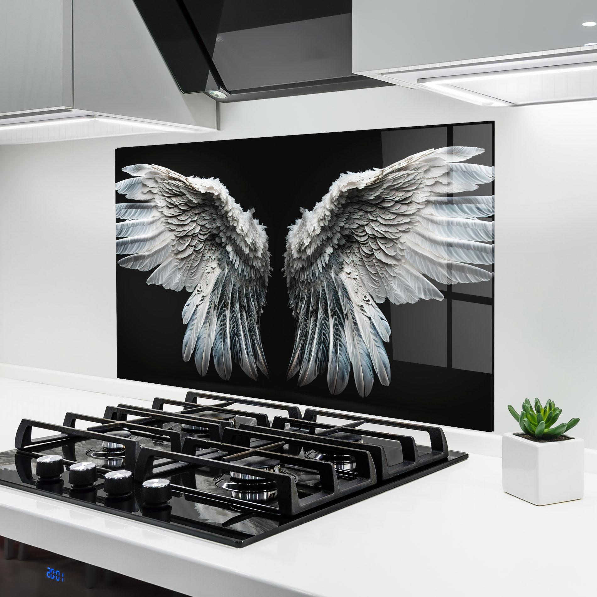 Konyhai üveg hátfal Big Angel Wings mockup 6