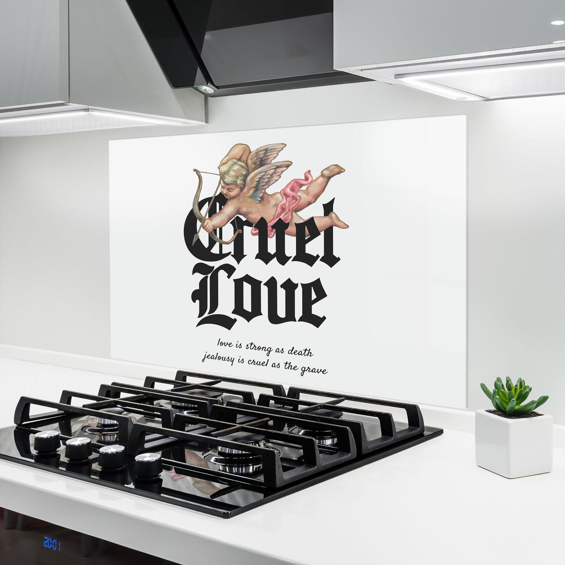 Konyhai üveg hátfal Cruel Love mockup 6