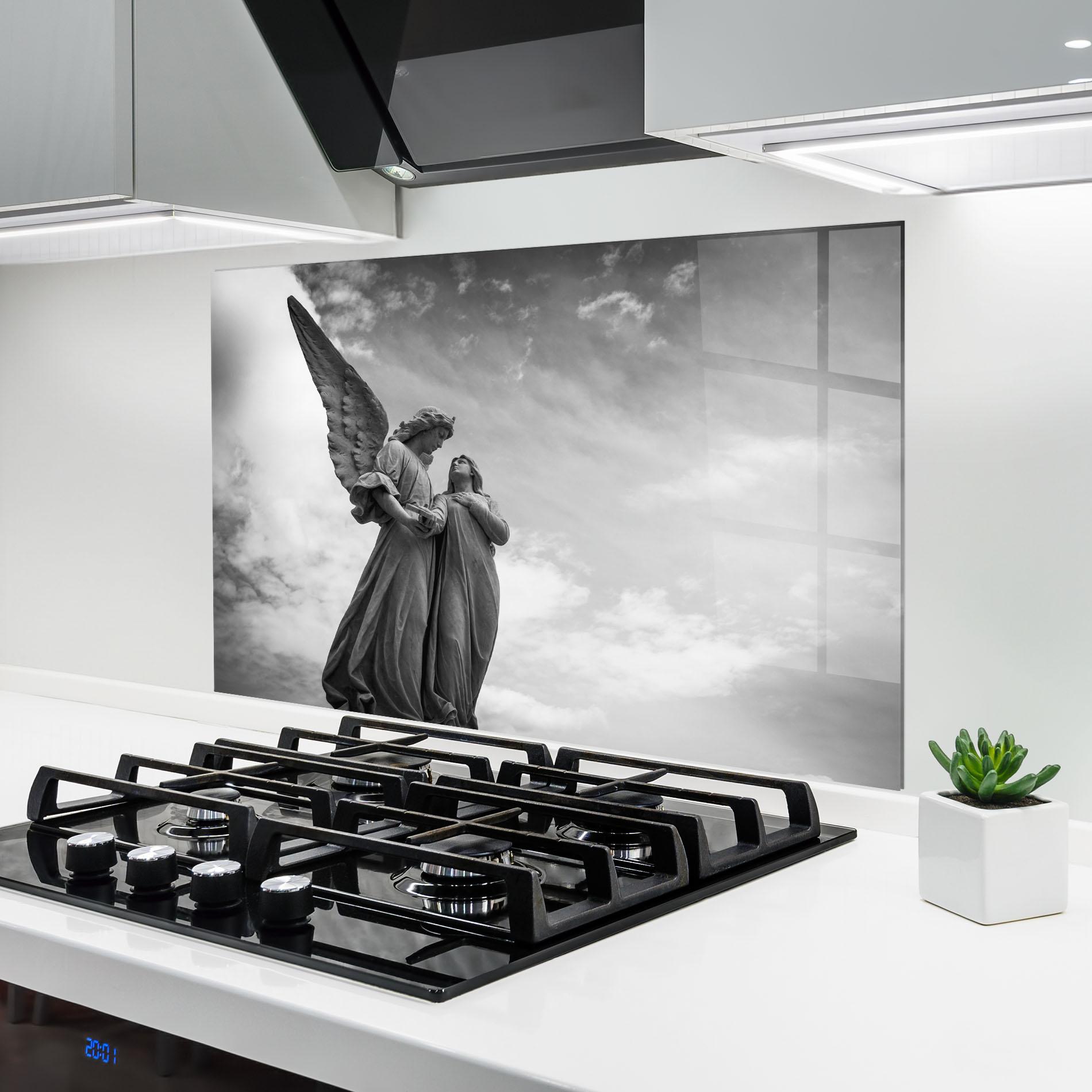 Konyhai üveg hátfal Grey Stone Angels mockup 6