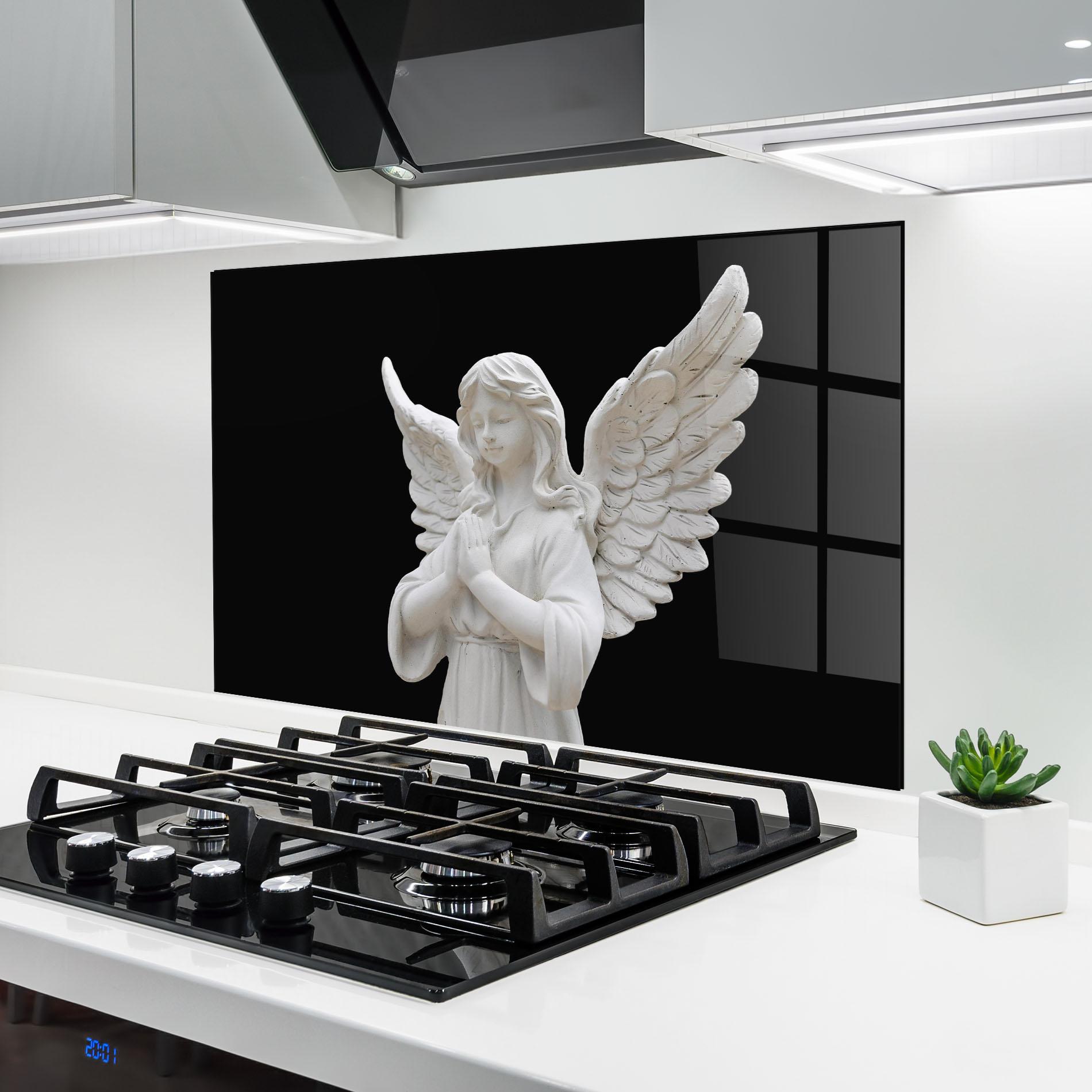 Konyhai üveg hátfal Pretty Angel Statues mockup 6