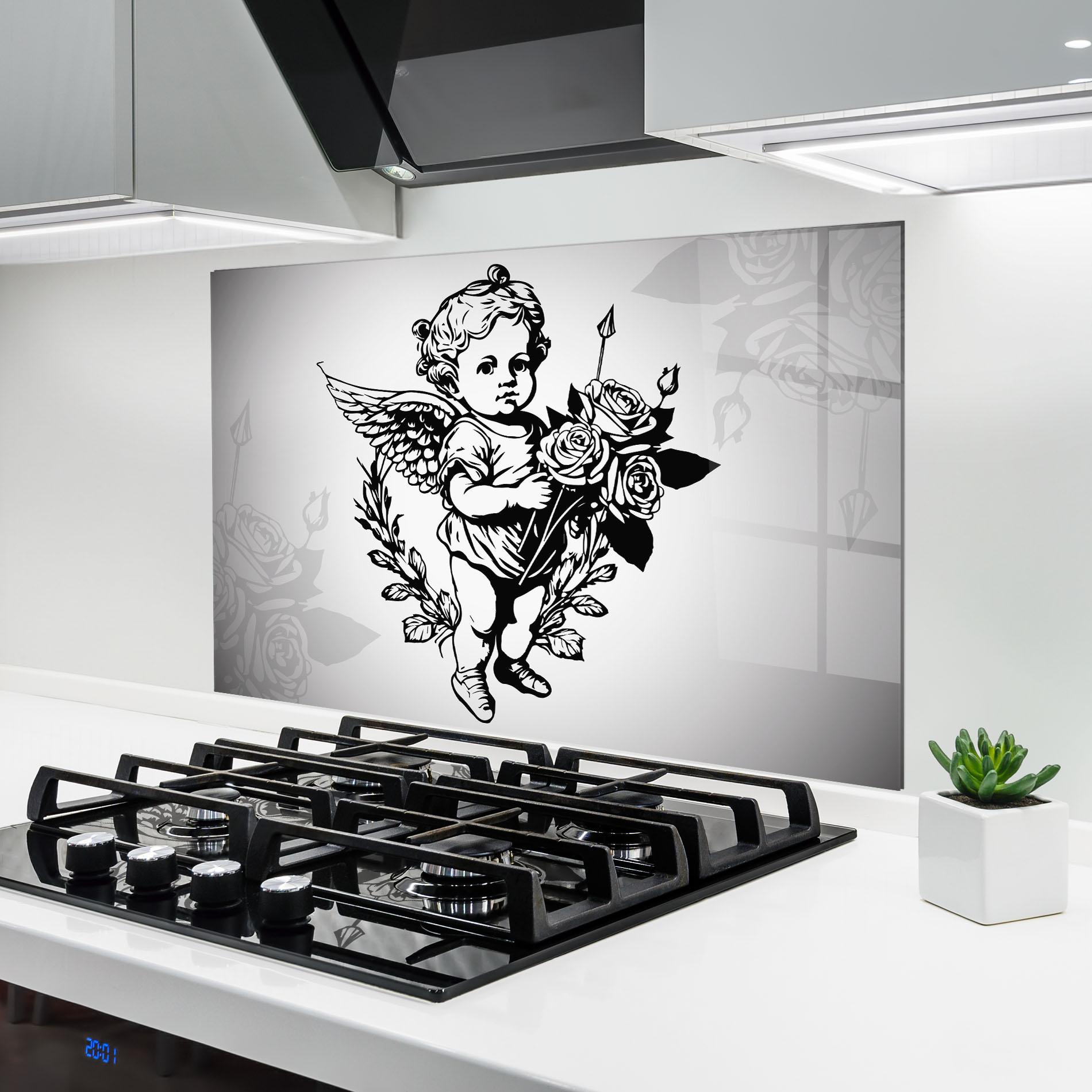 Konyhai üveg hátfal Roses Angel mockup 6